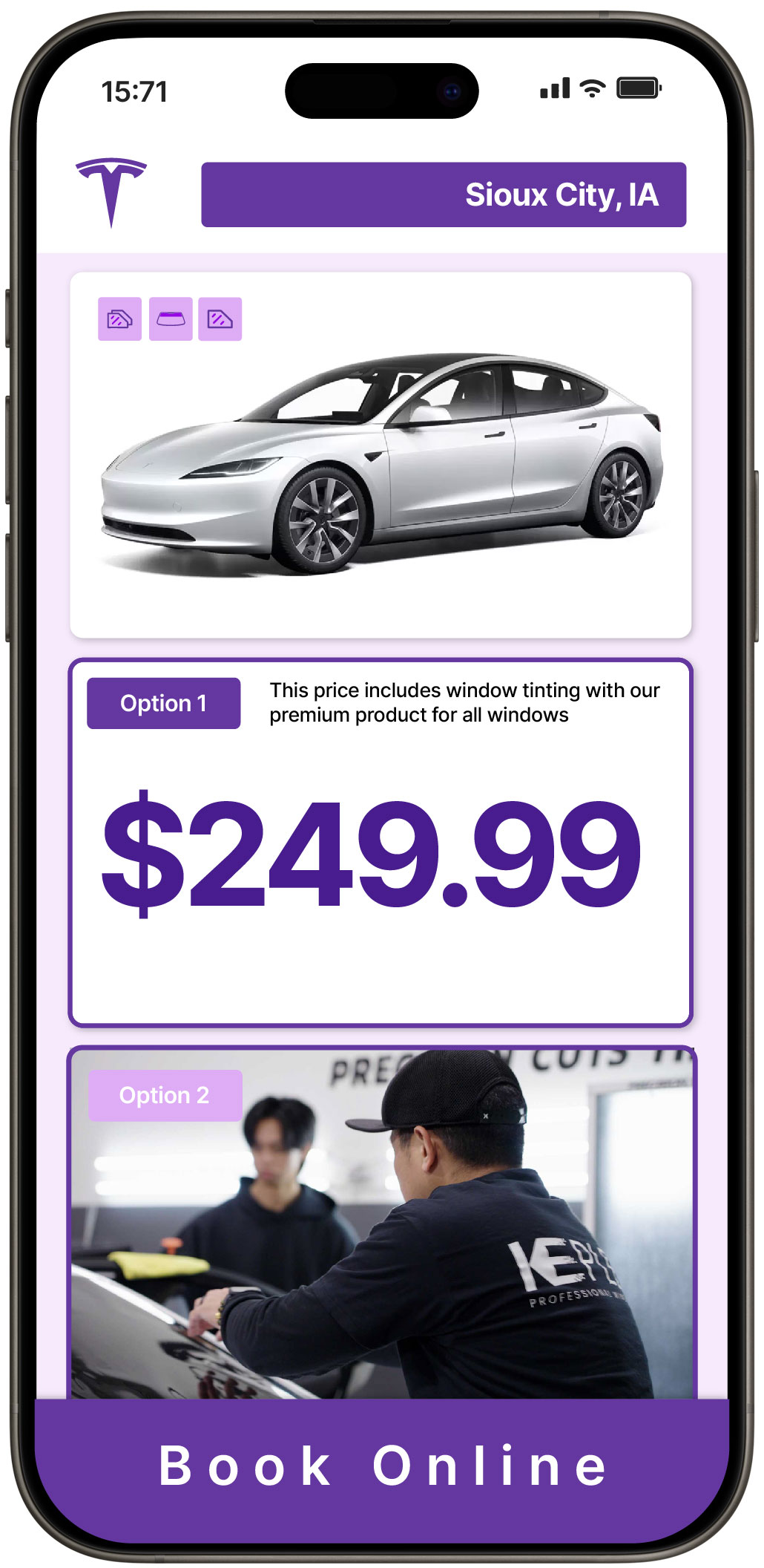 View Affordable Tesla Window Tinting Costs in Sioux City, Iowa