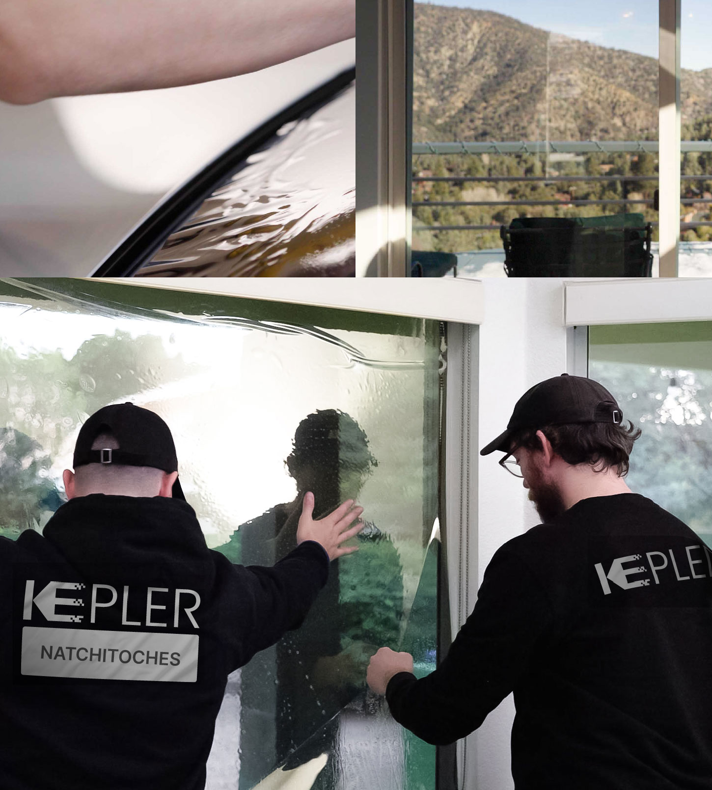 Kepler Technician Installing Ceramic Window Tint to Home in Natchitoches