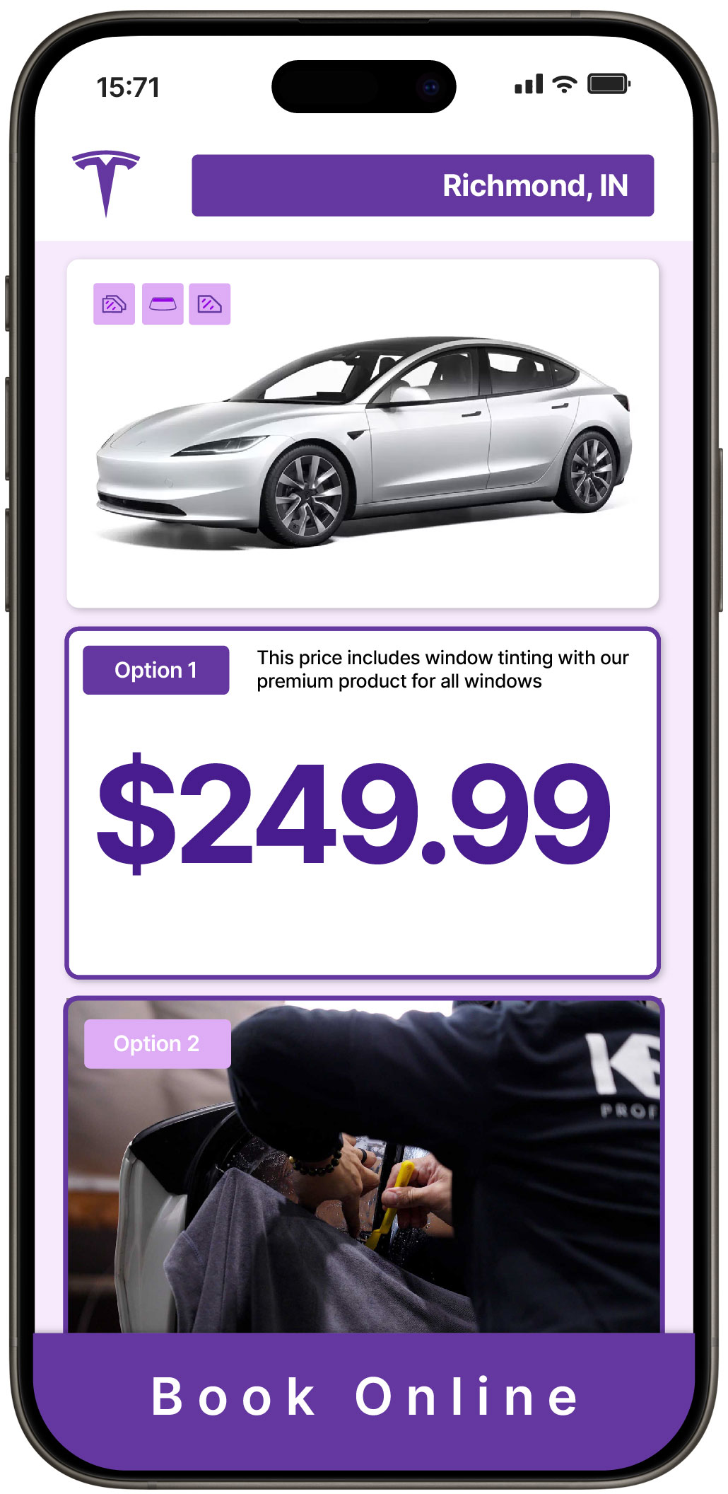 View Affordable Tesla Window Tinting Rates in Richmond, Indiana