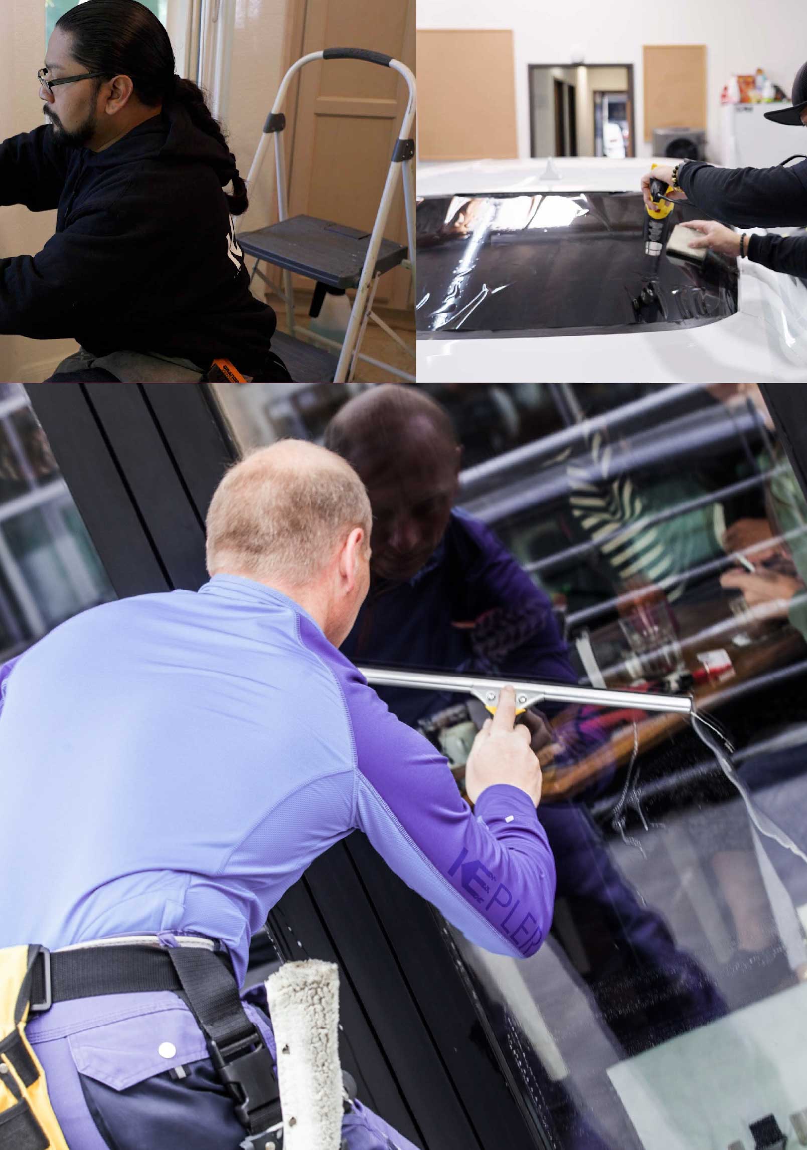Kepler Skilled Applying Anti-Graffiti Window Film to a Buford Shop Front