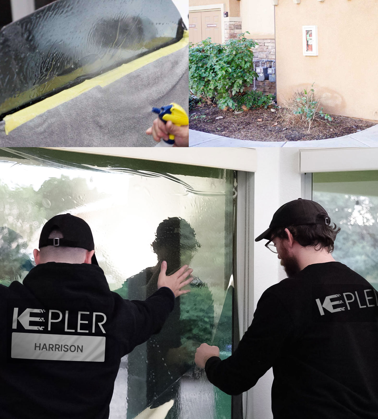 Expert Technician Installing Advanced Window Tint to Home in Harrison