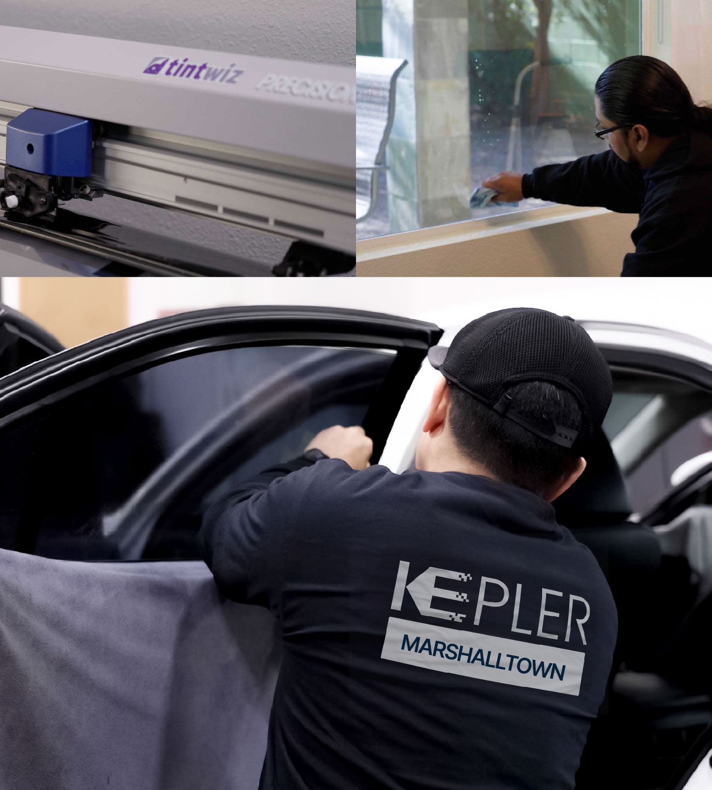 Automotive Window Tinting Expert Applying Film in Marshalltown, Iowa