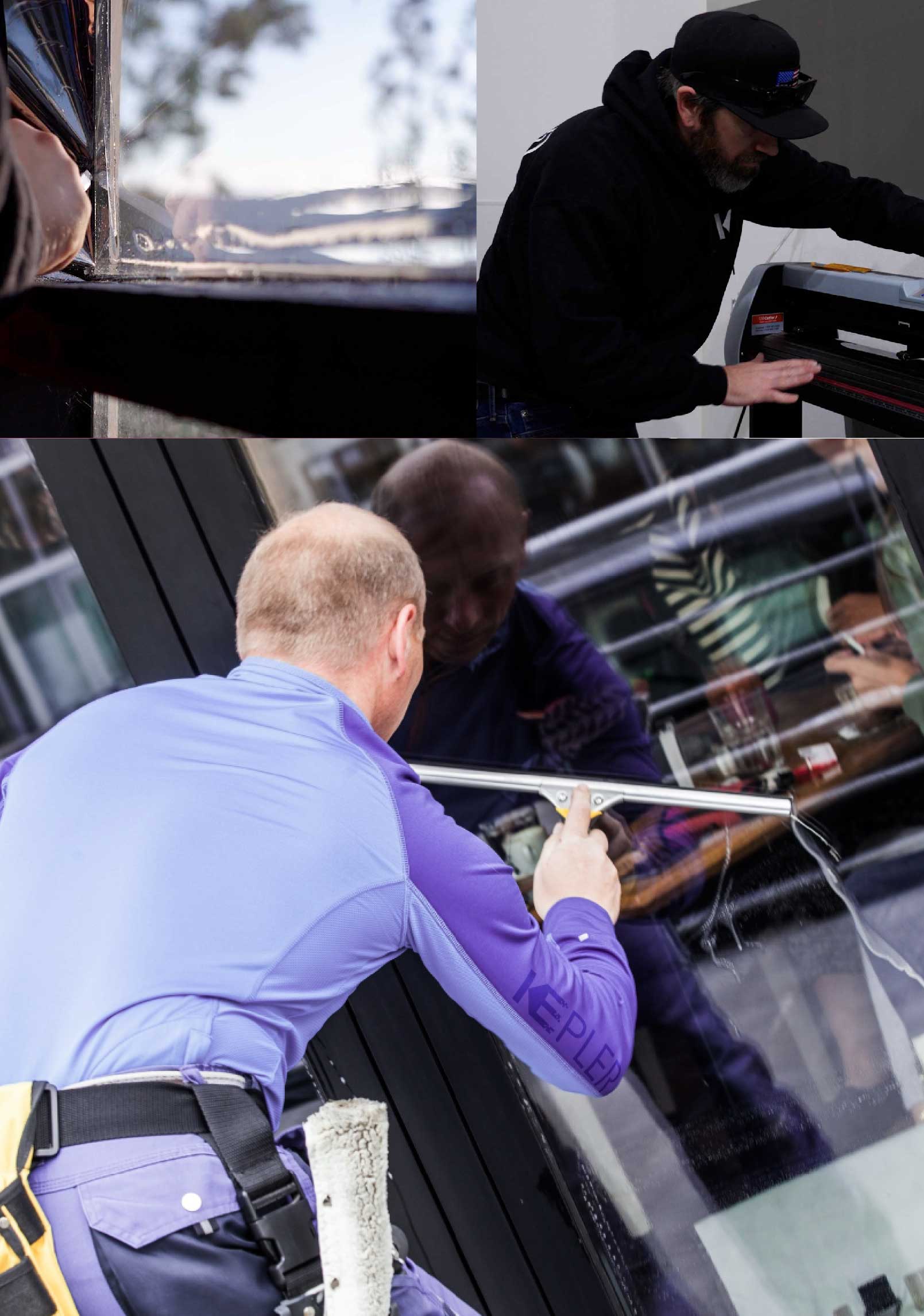 Kepler Skilled Applying Anti-Graffiti Window Film to a Hickory Shop Front