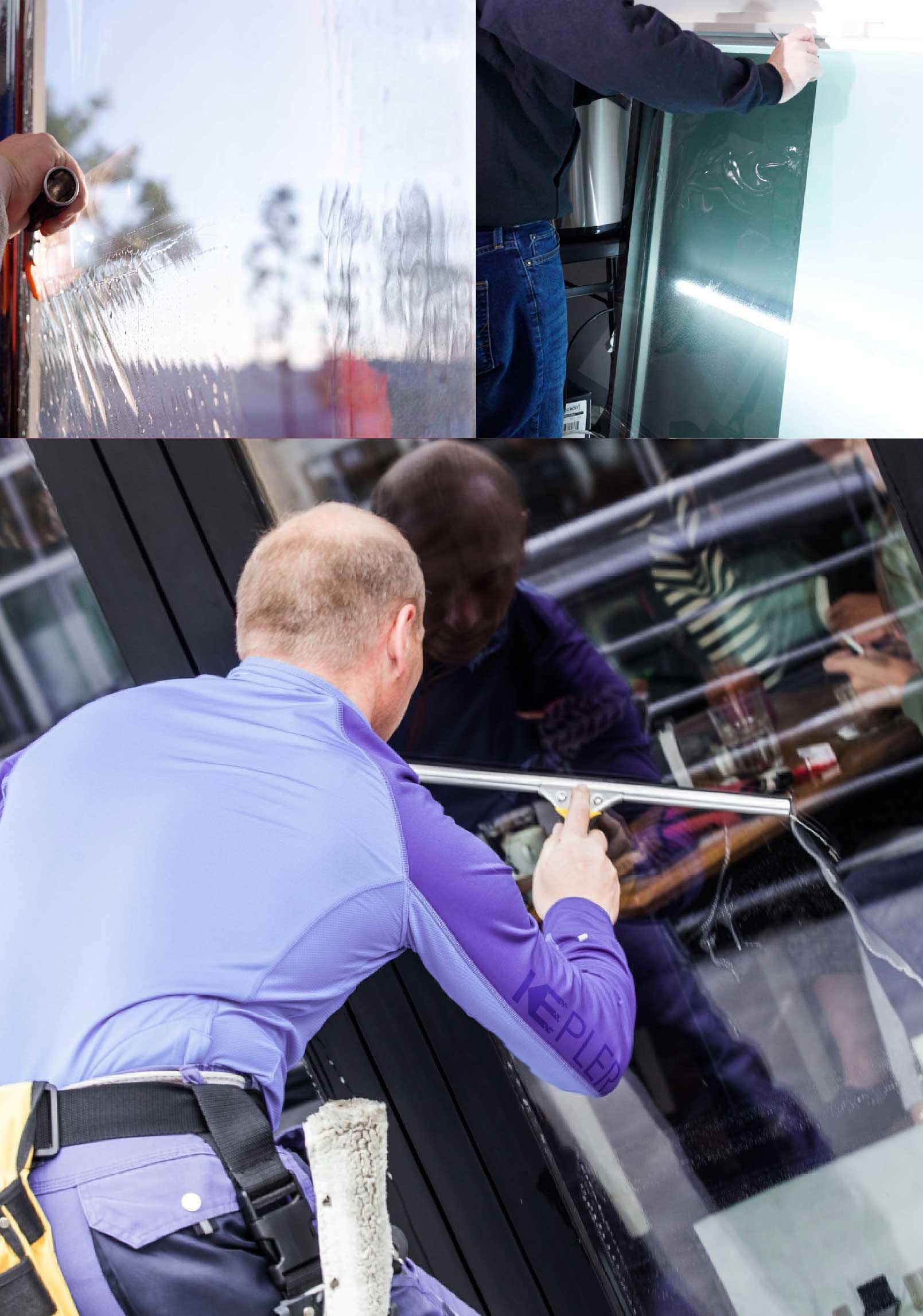 Kepler Skilled Applying Anti-Graffiti Window Film to a Redan Shop Front