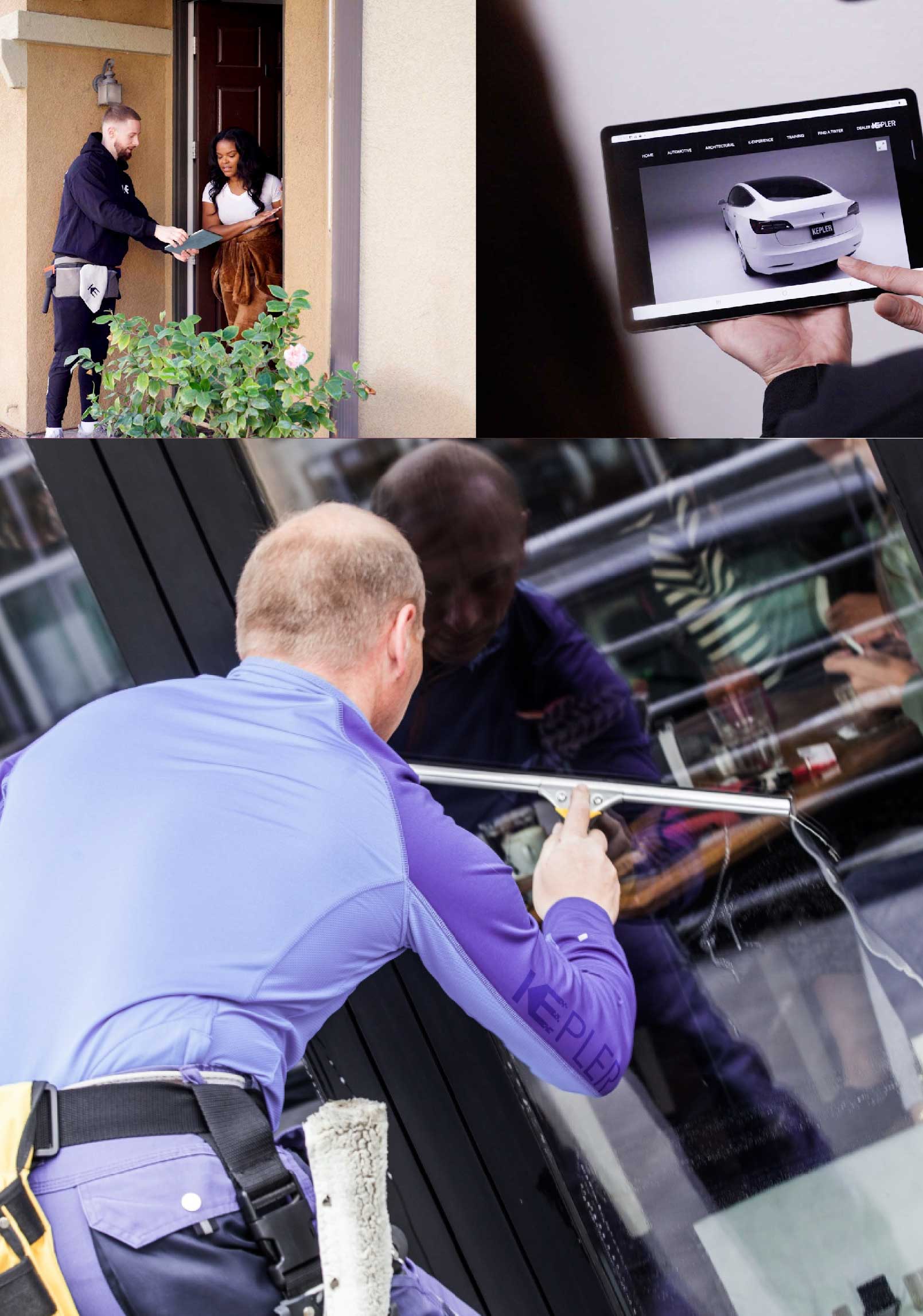 Kepler Skilled Applying Anti-Graffiti Window Film to a Merced Shop Front