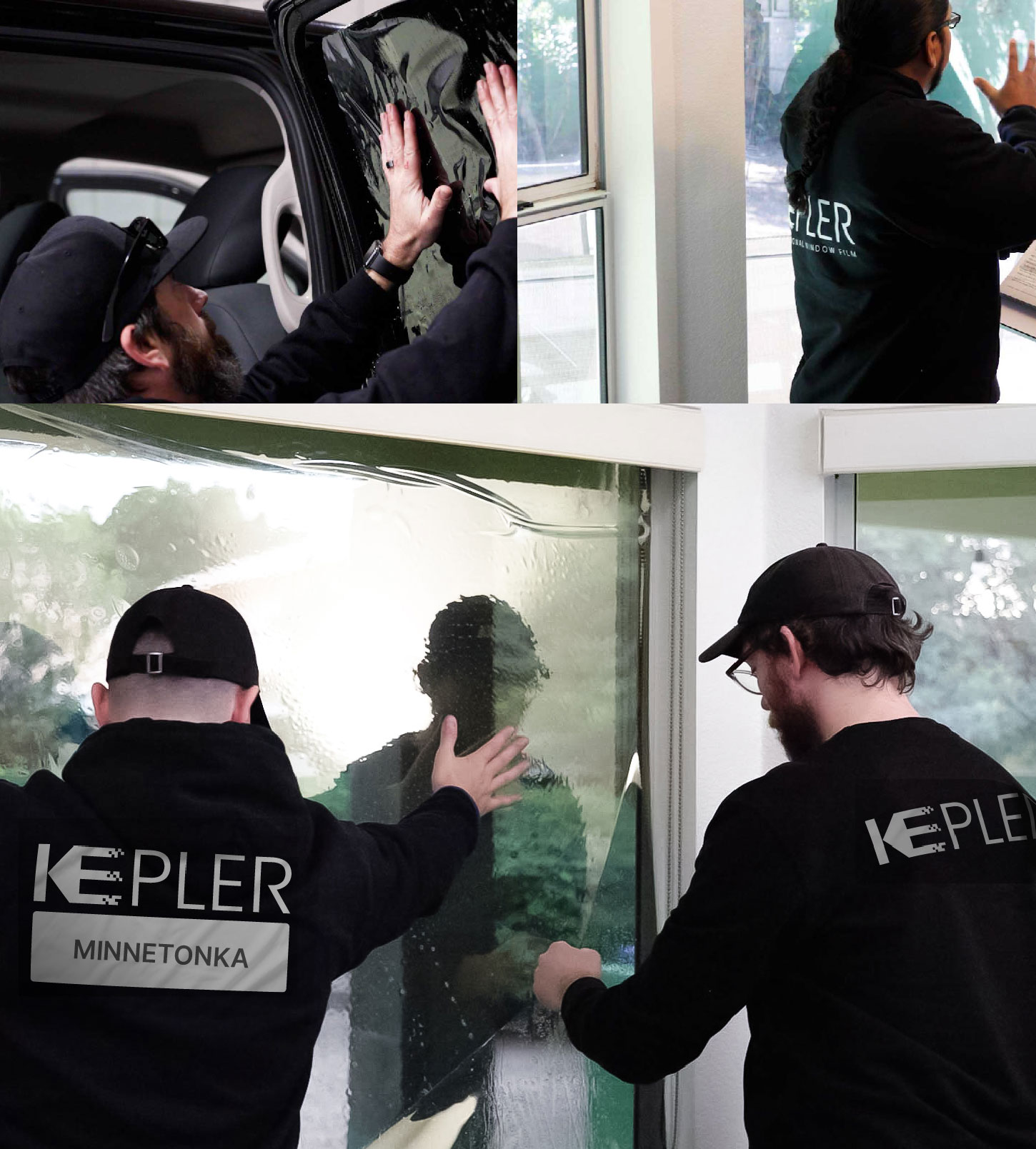 Expert Technician Fitting High-tech Window Tint to Home in Minnetonka