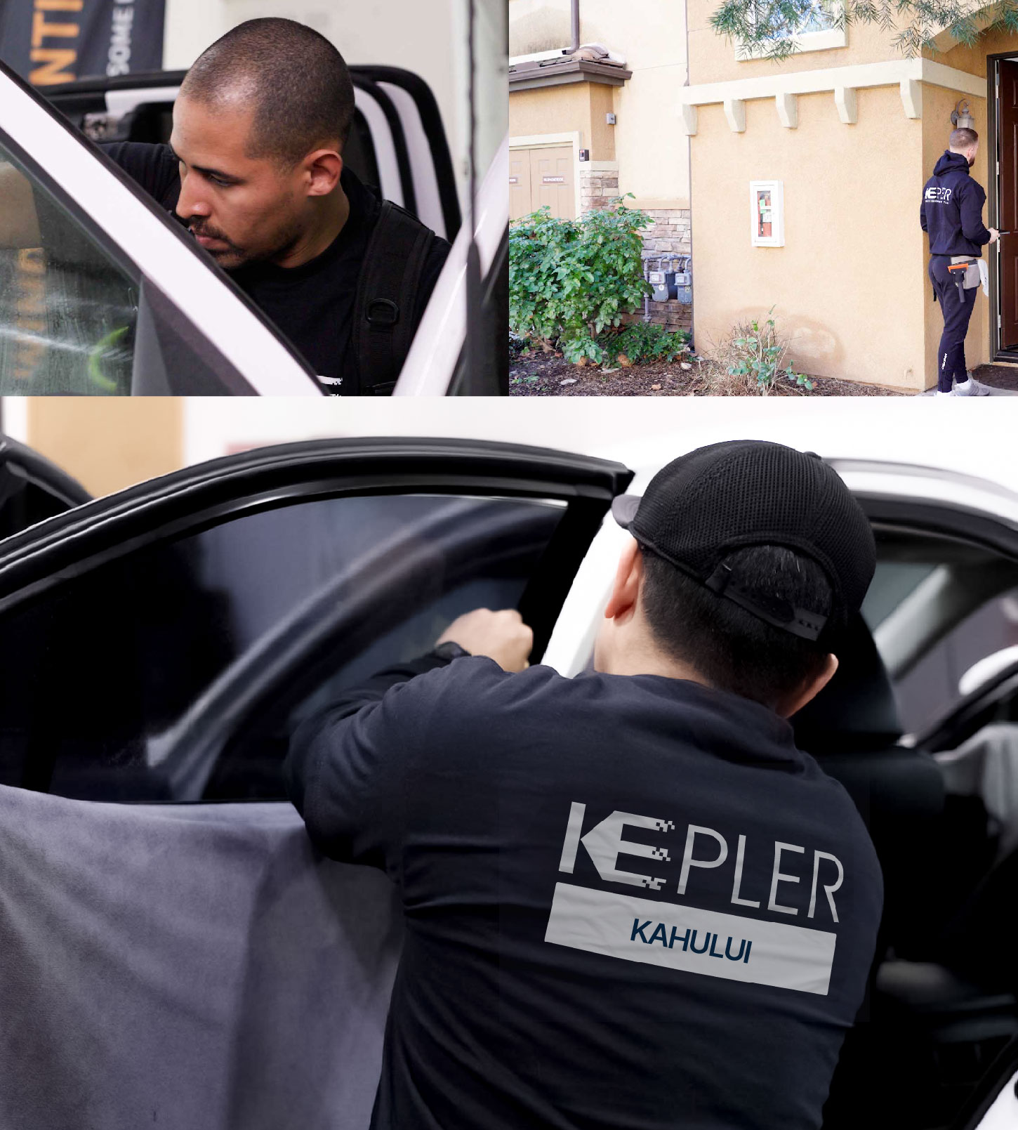 Automotive Window Tinting Expert Applying Film in Kahului, Hawaii