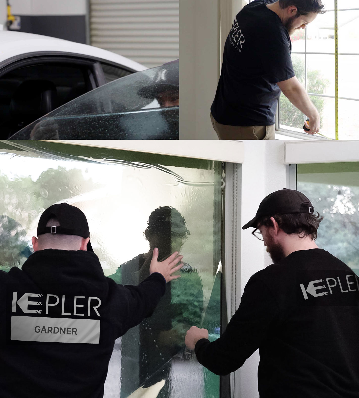 Expert Technician Applying Ceramic Window Tint to Home in Gardner