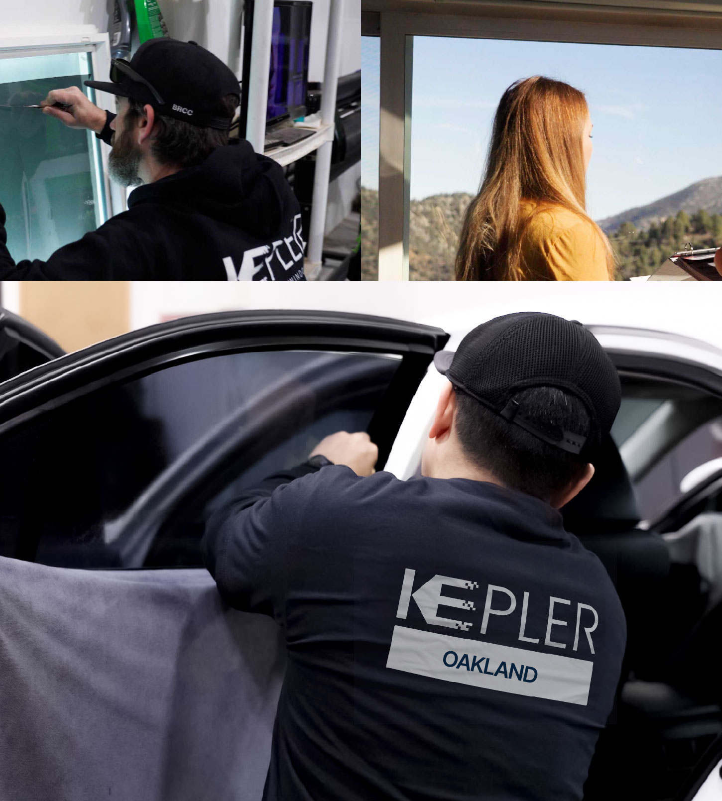 Automotive Window Tinting Expert Applying Film in Oakland, California