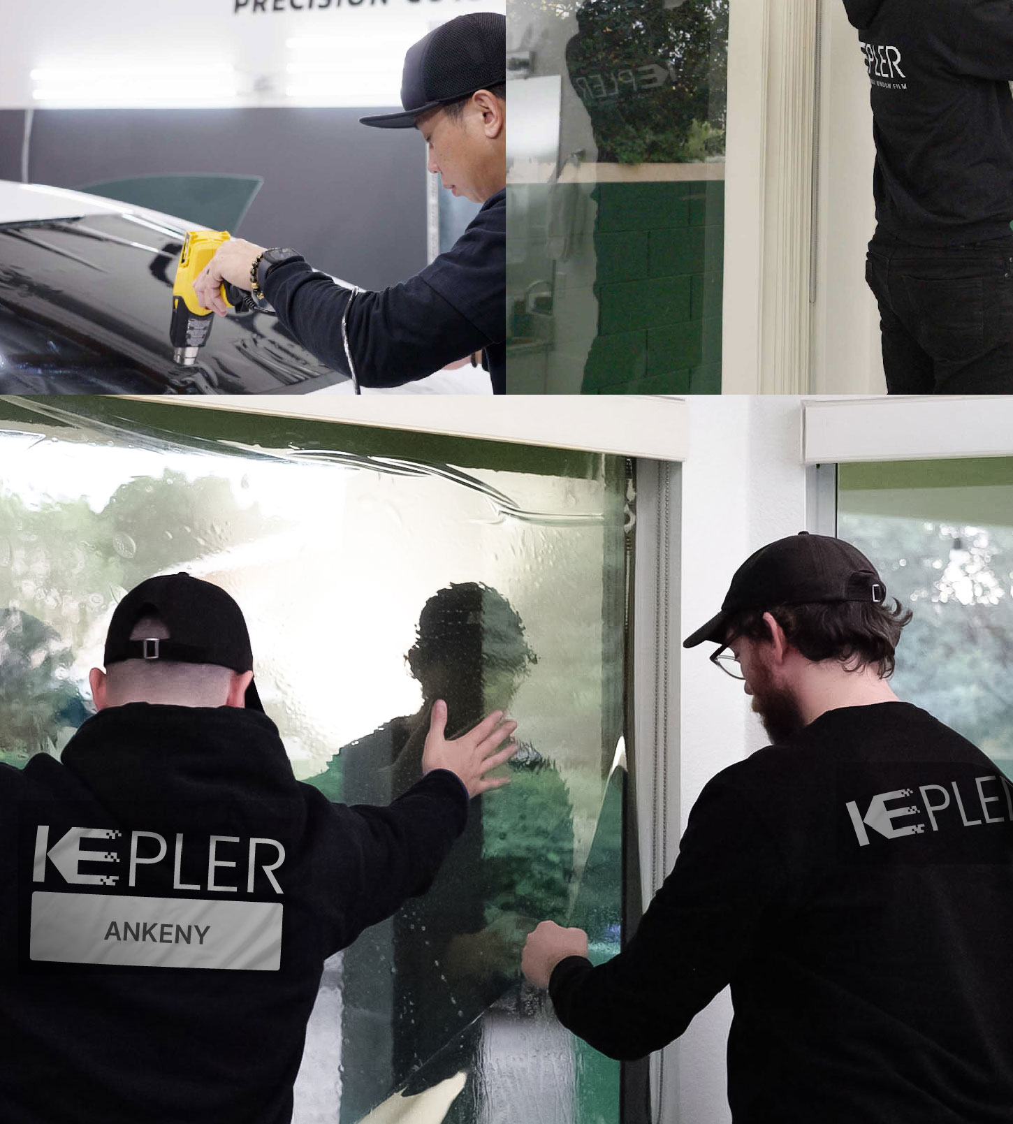 Expert Technician Installing Ceramic Window Tint to Home in Ankeny
