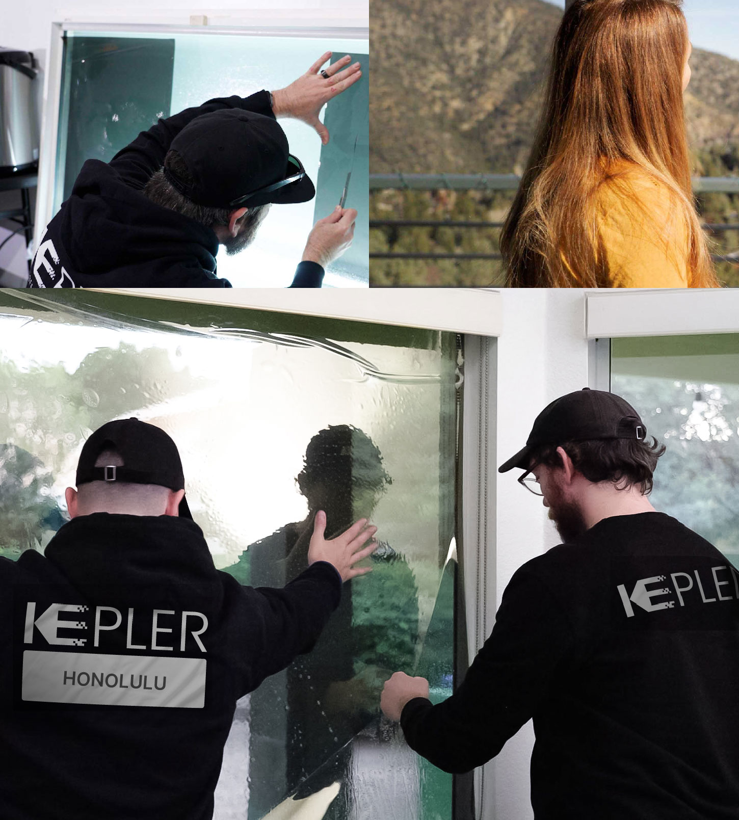 Expert Technician Applying High-tech Window Tint to Home in Honolulu