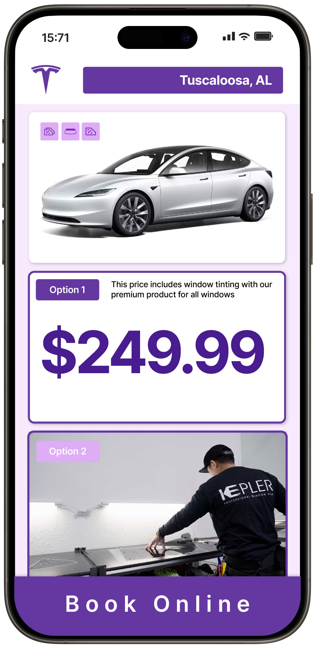 View Affordable Tesla Window Tinting Prices in Alabaster, Alabama