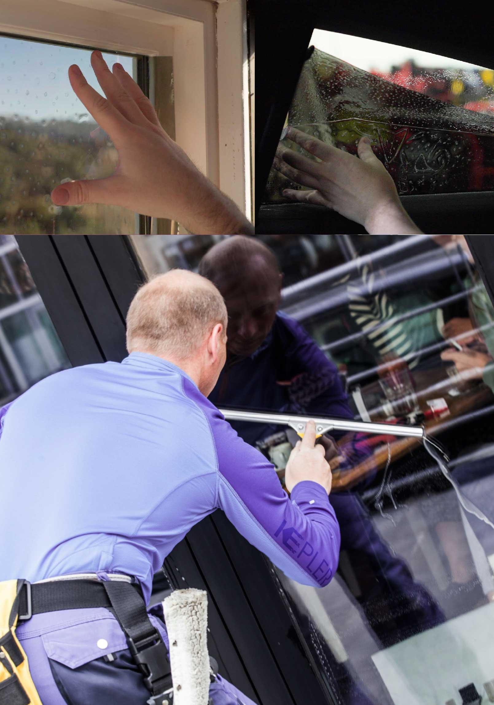 Kepler Skilled Applying Anti-Graffiti Window Film to a Northport Shop Front