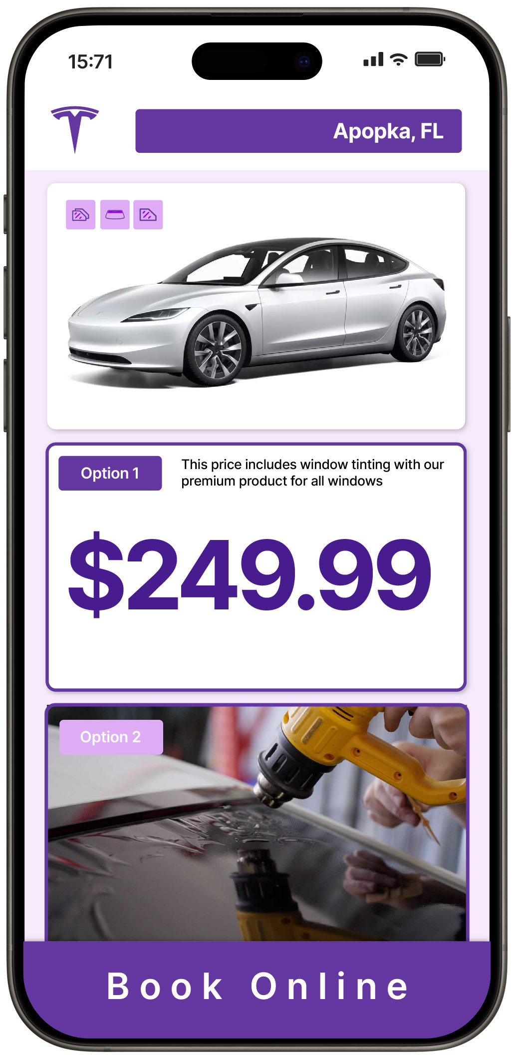 View Affordable Tesla Window Tinting Prices in Apopka, Florida