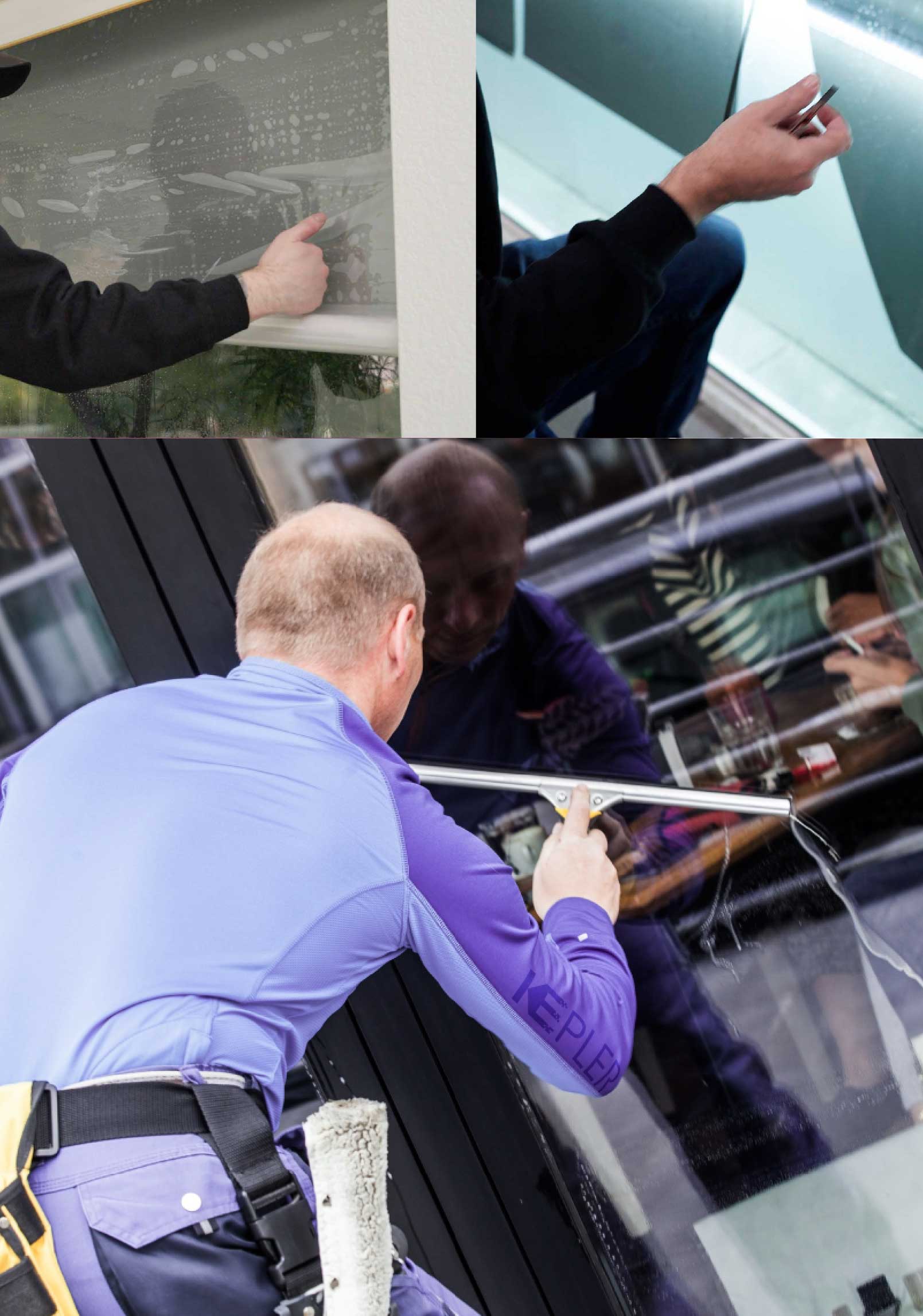 Kepler Skilled Applying Anti-Graffiti Window Film to a North Miami Beach Shop Front