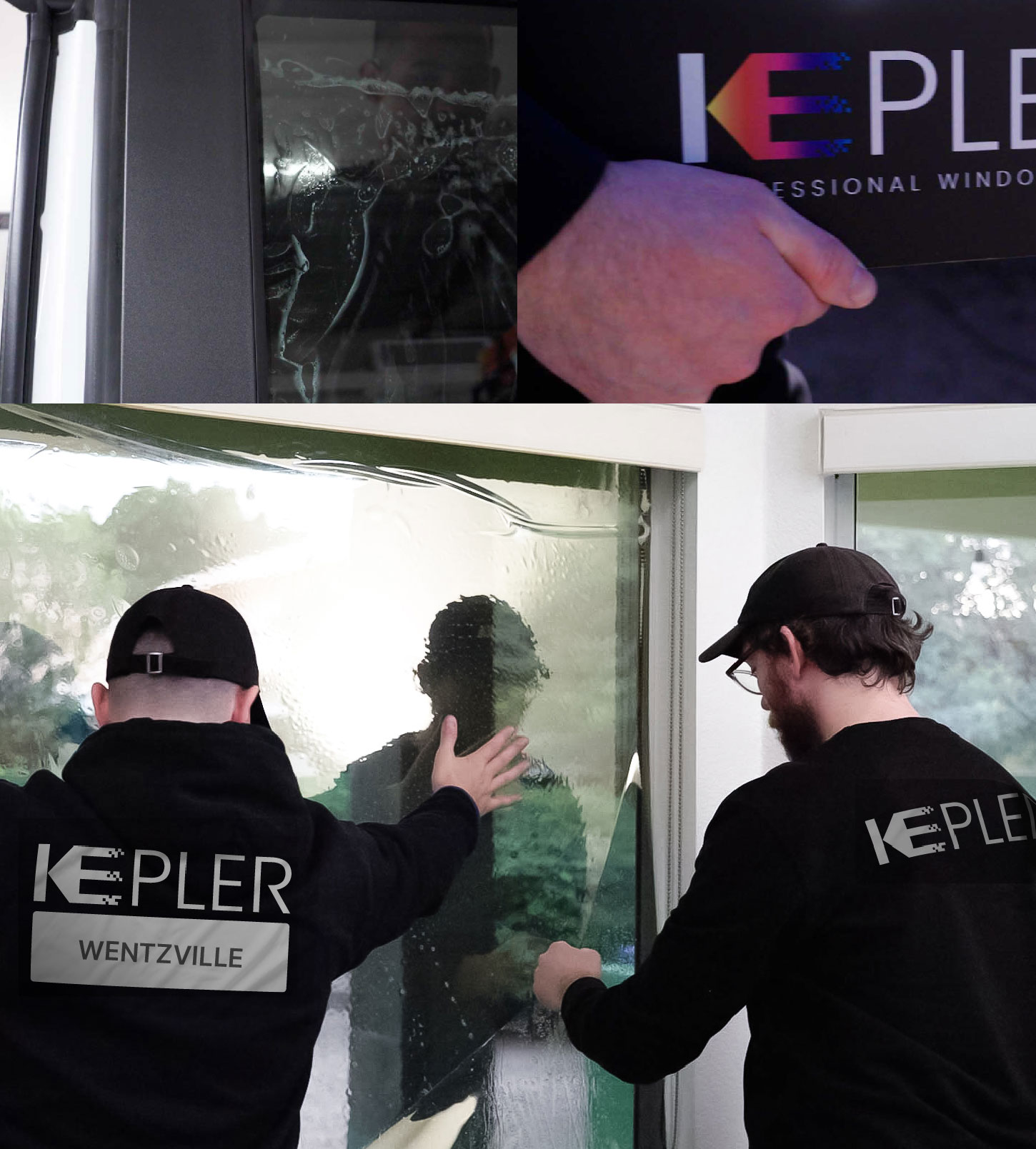 Expert Technician Installing Ceramic Window Tint to Home in Wentzville