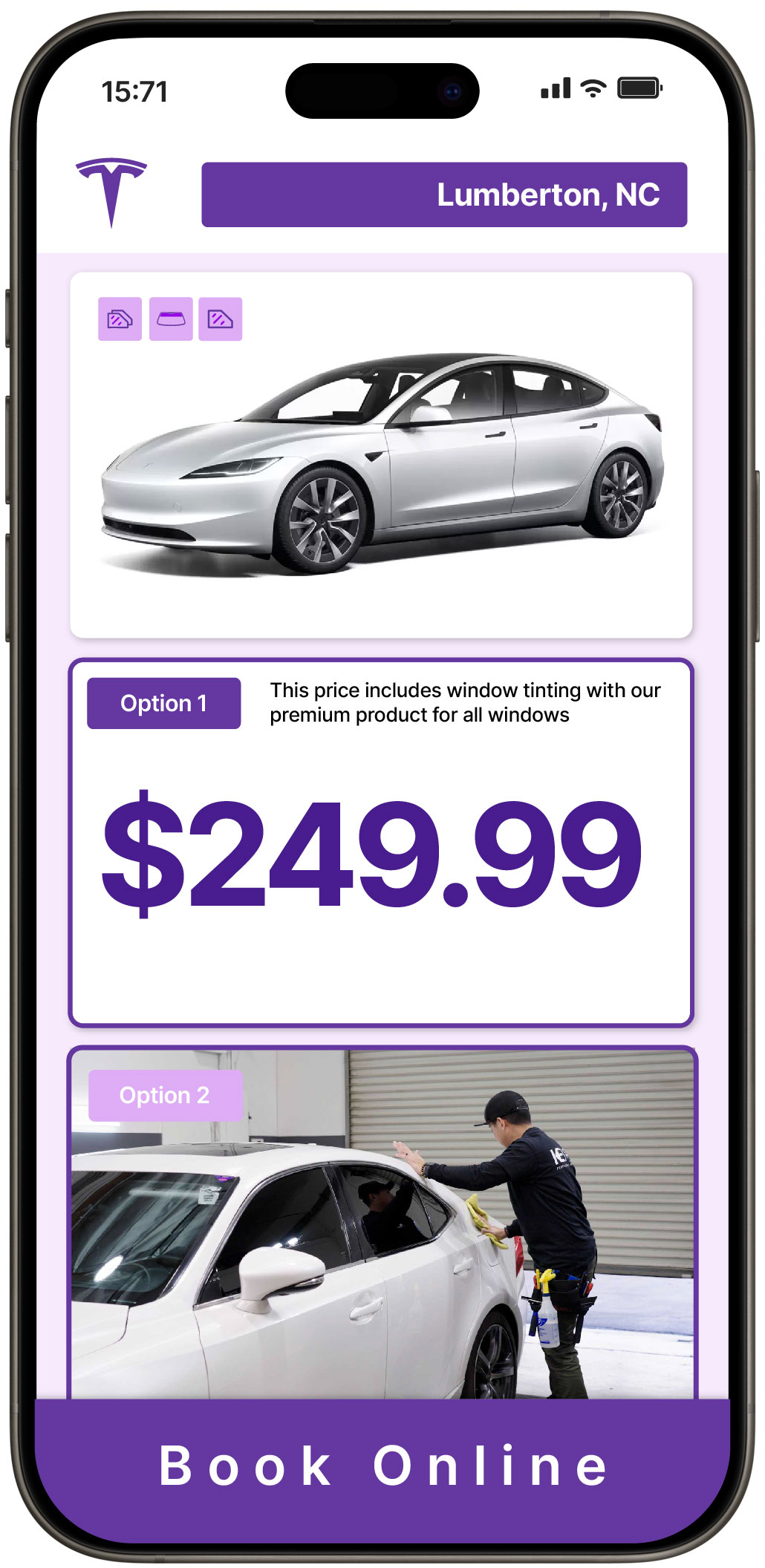 View Reasonable Tesla Window Tinting Prices in Lumberton, North Carolina