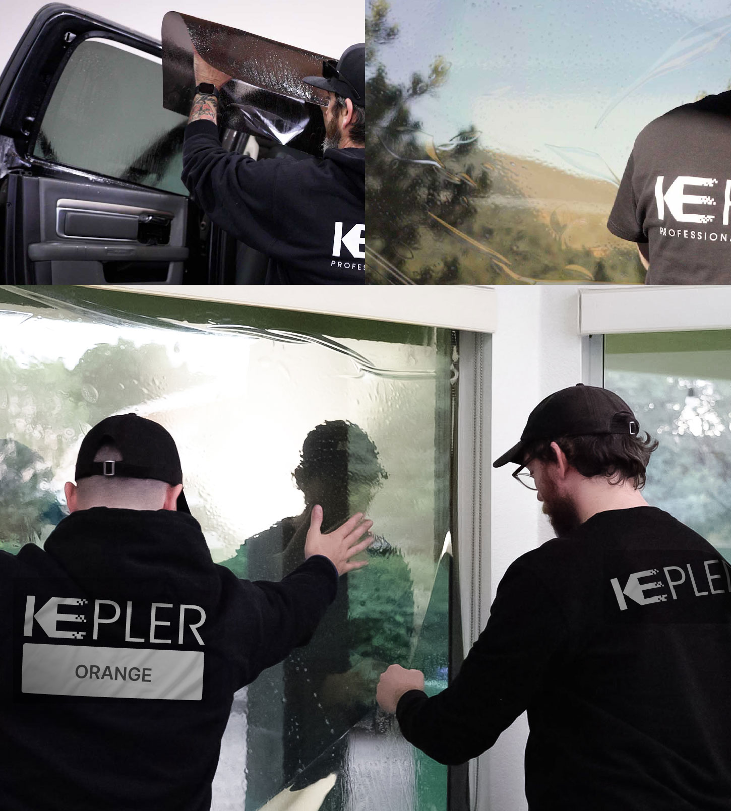 Expert Technician Fitting Ceramic Window Tint to Home in Orange