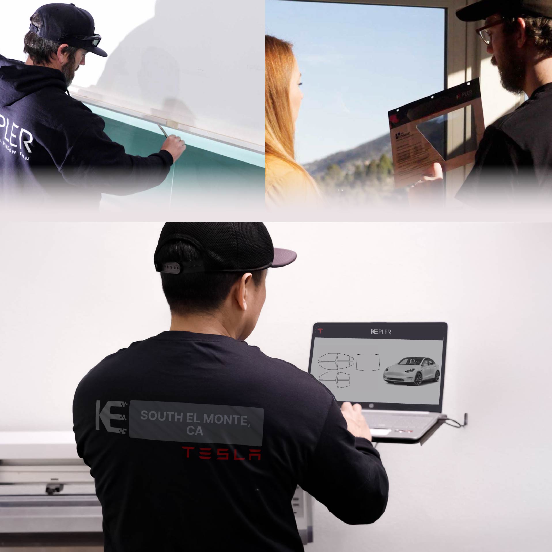 Kepler Technician Applying High-tech Window Tint to Tesla in South El Monte