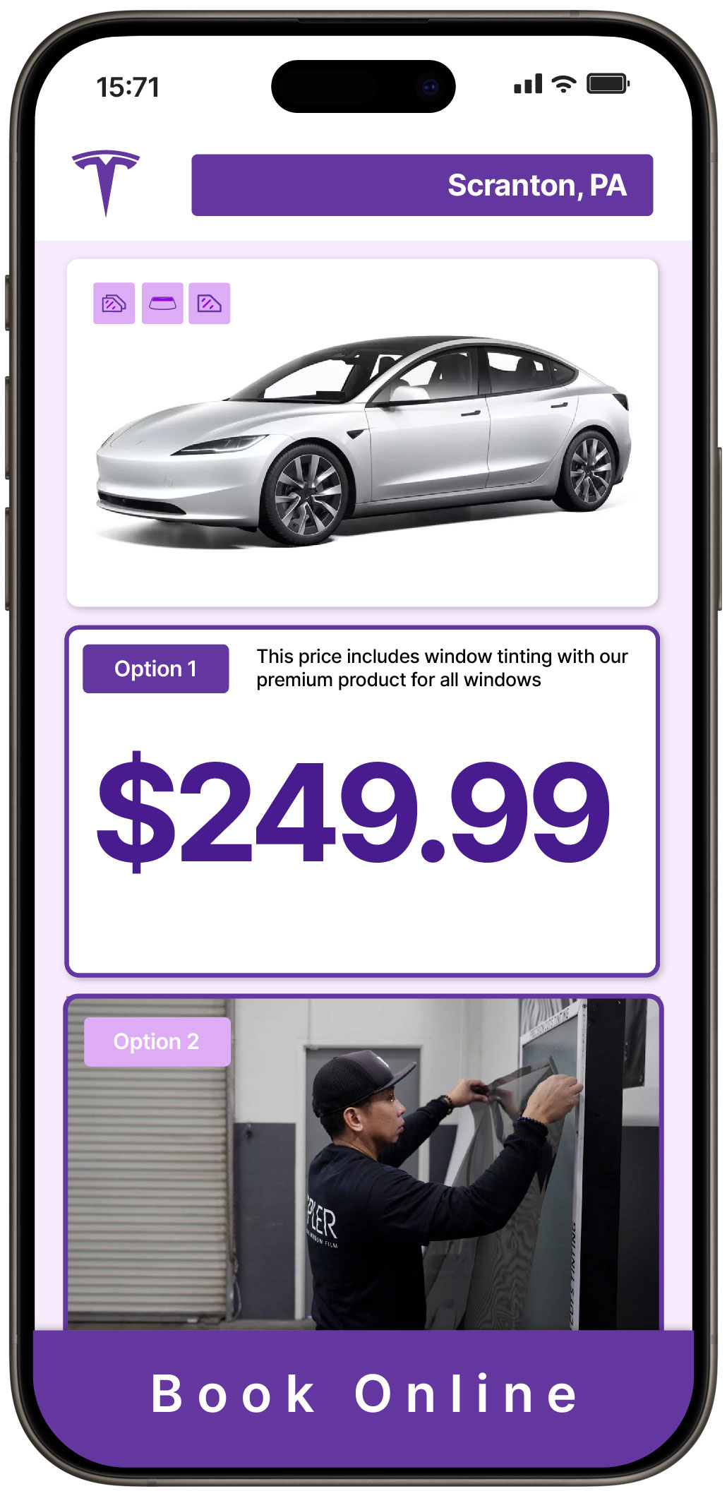 View Reasonable Tesla Window Tinting Rates in Scranton, Pennsylvania