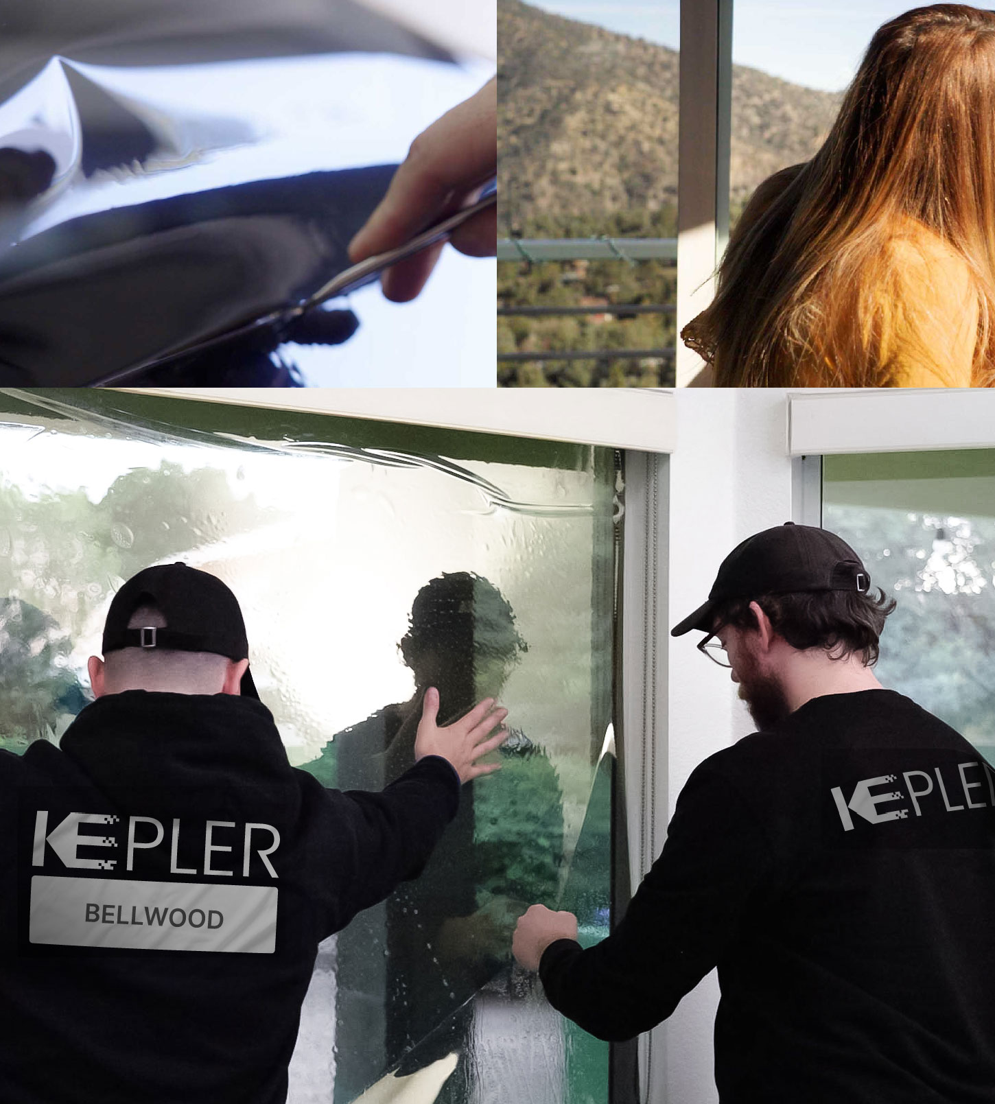 Expert Technician Installing Advanced Window Tint to Home in Bellwood