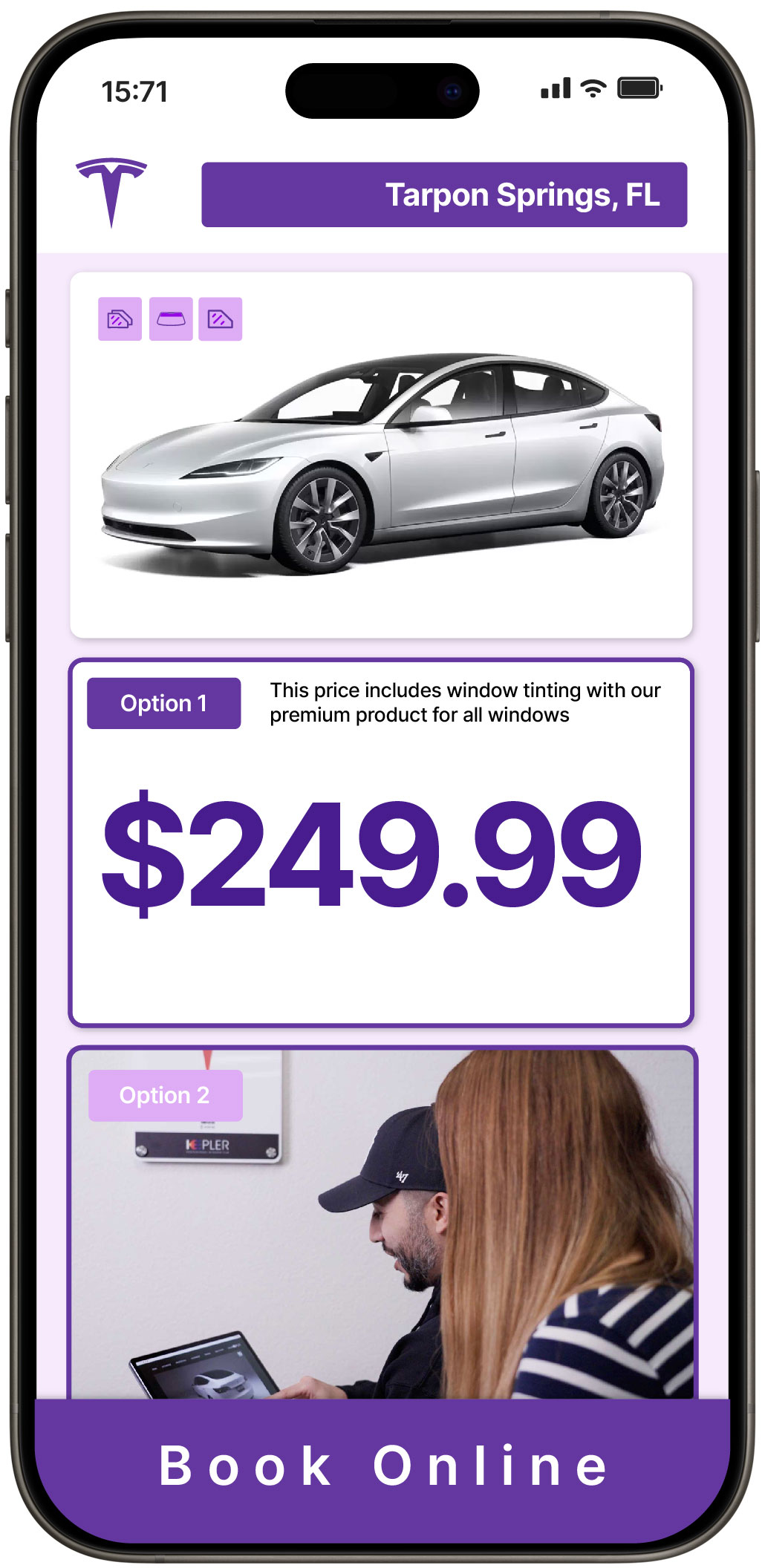 View Affordable Tesla Window Tinting Prices in Tarpon Springs, Florida
