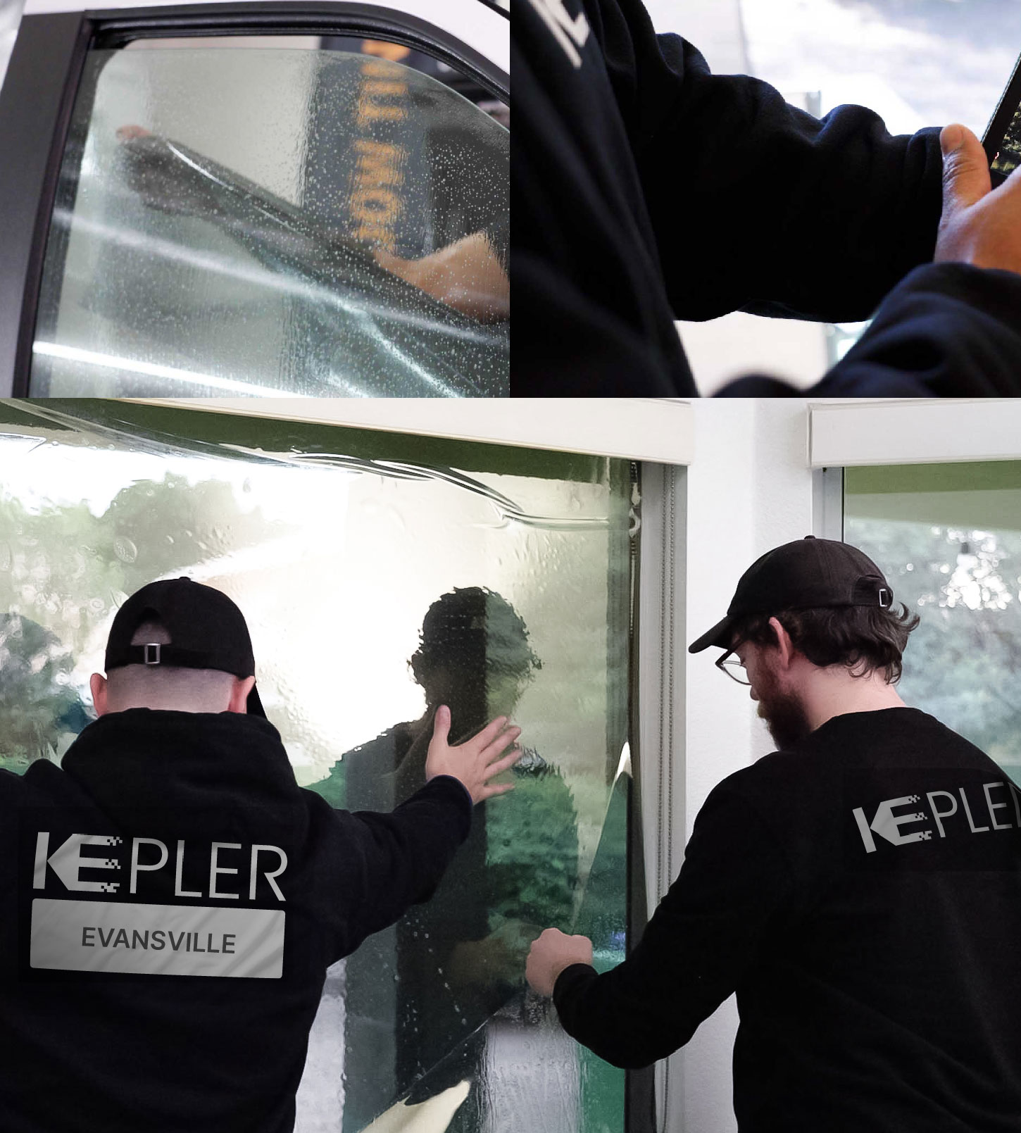 Kepler Technician Installing Advanced Window Tint to Home in Evansville