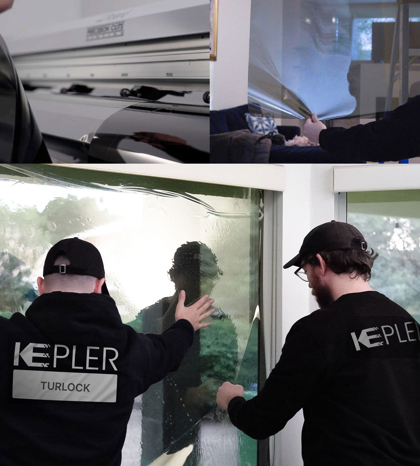 Expert Technician Applying Advanced Window Tint to Home in Turlock