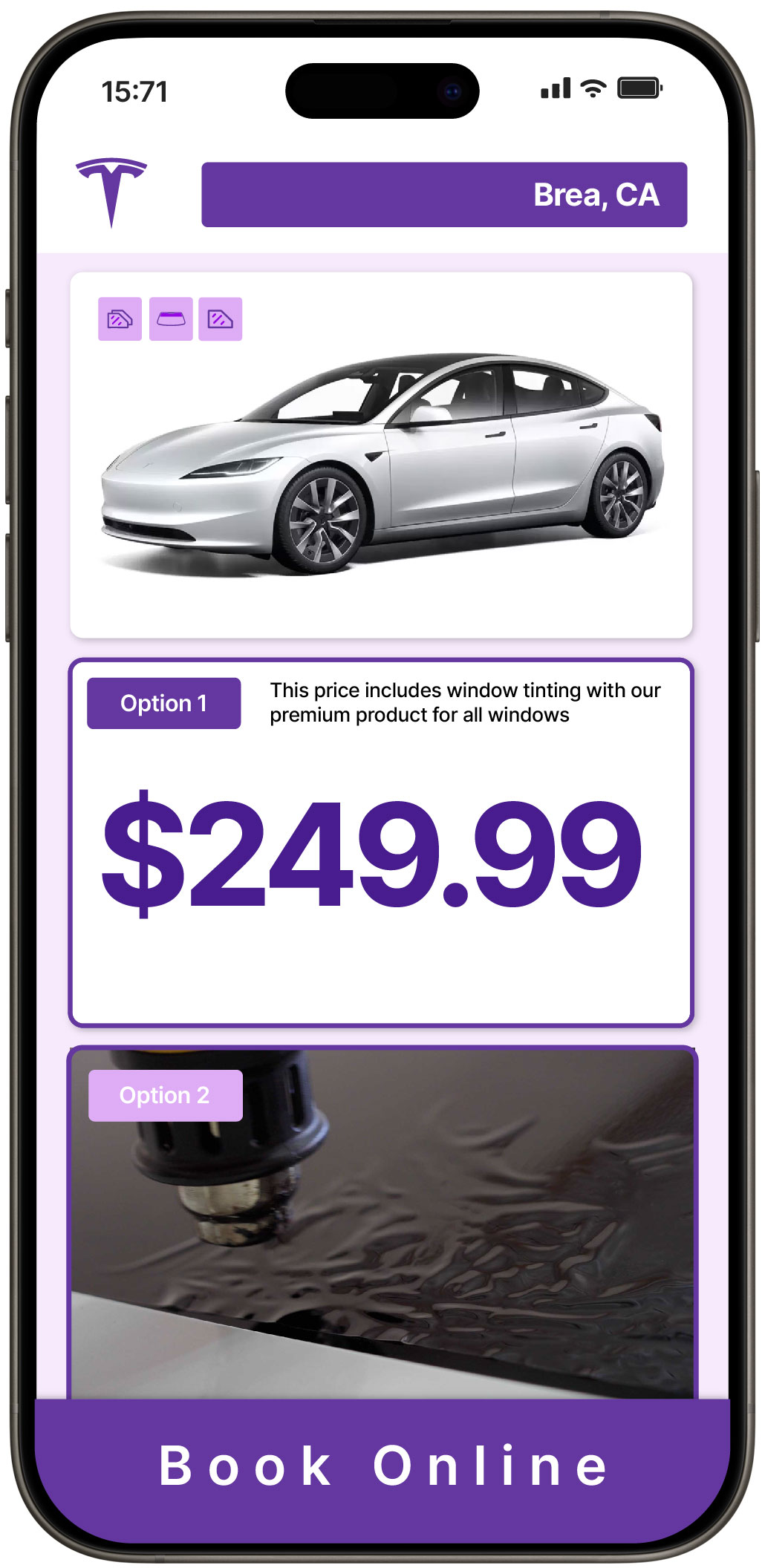 View Competitive Tesla Window Tinting Prices in Brea, California