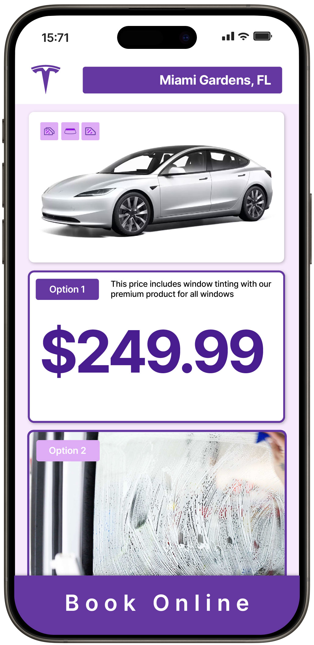 View Affordable Tesla Window Tinting Prices in Miami Gardens, Florida