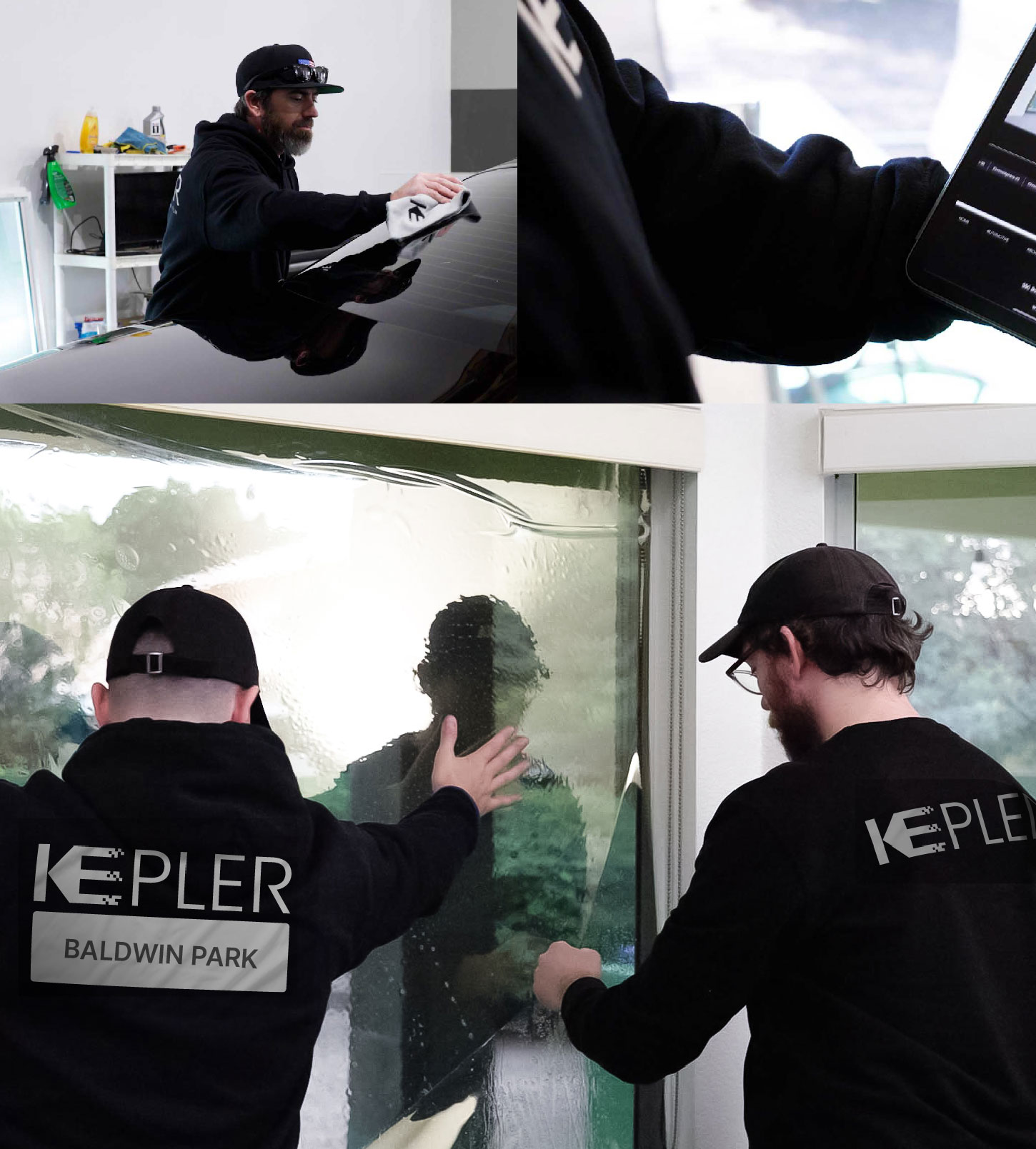Kepler Technician Fitting Advanced Window Tint to Home in Baldwin Park