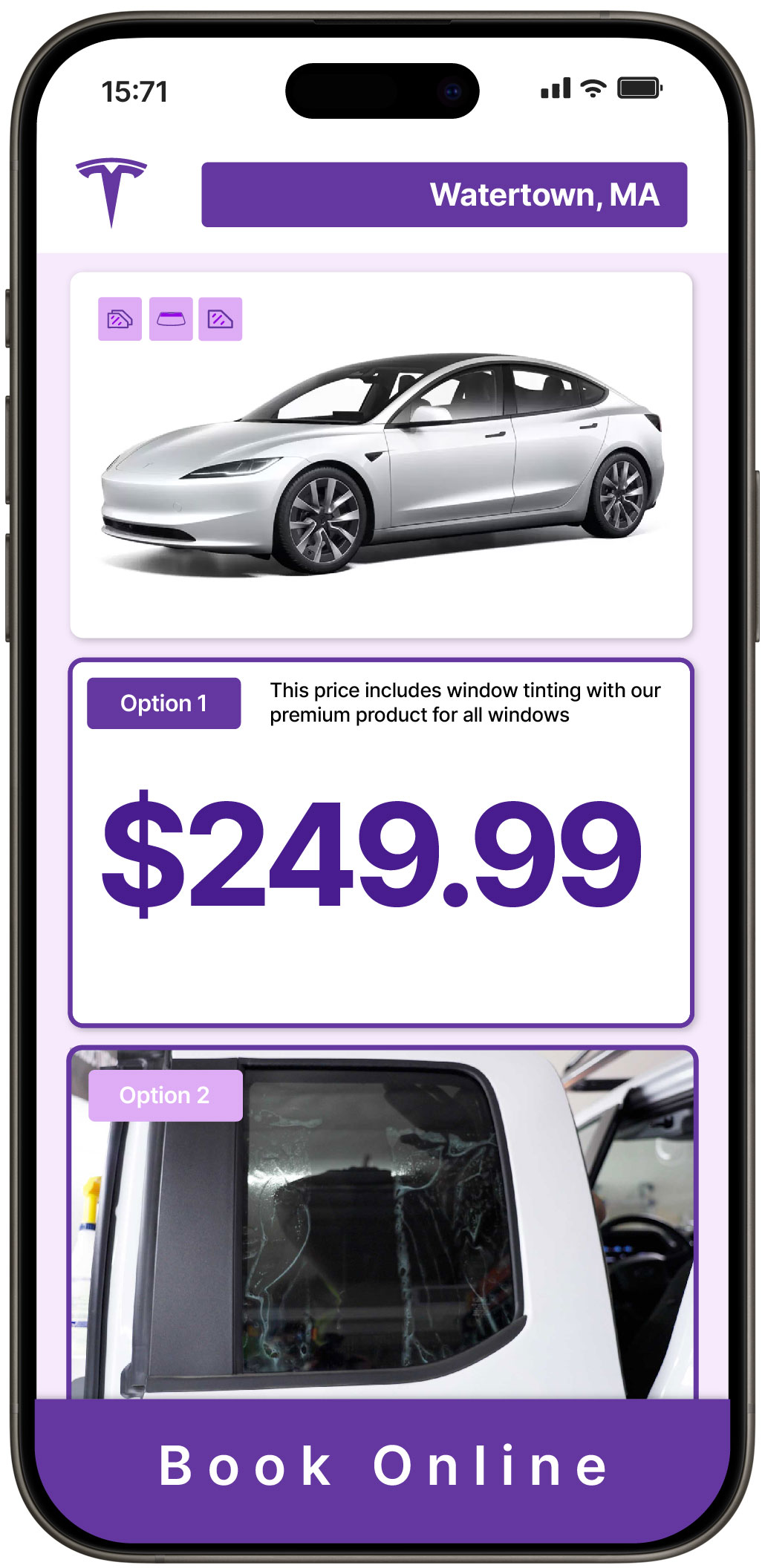 View Reasonable Tesla Window Tinting Prices in Watertown, Massachusetts
