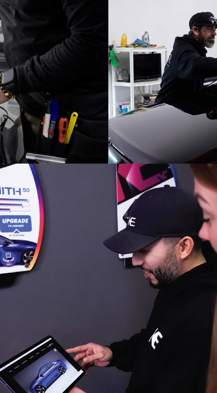 Kepler Dealer Showing Car Window Film Options to Customer in Yorba Linda, California