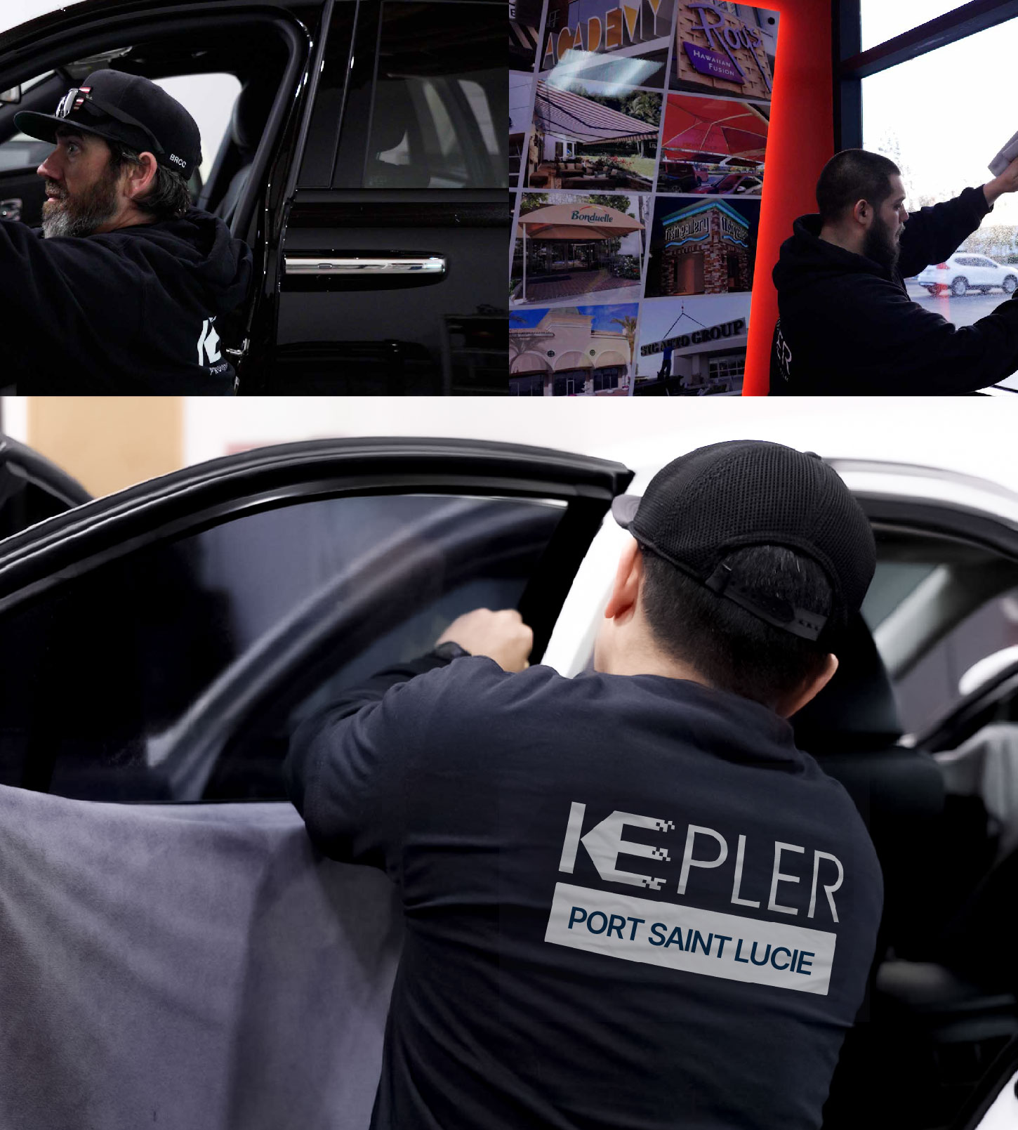 Automotive Window Tinting Expert Applying Film in Port Saint Lucie, Florida