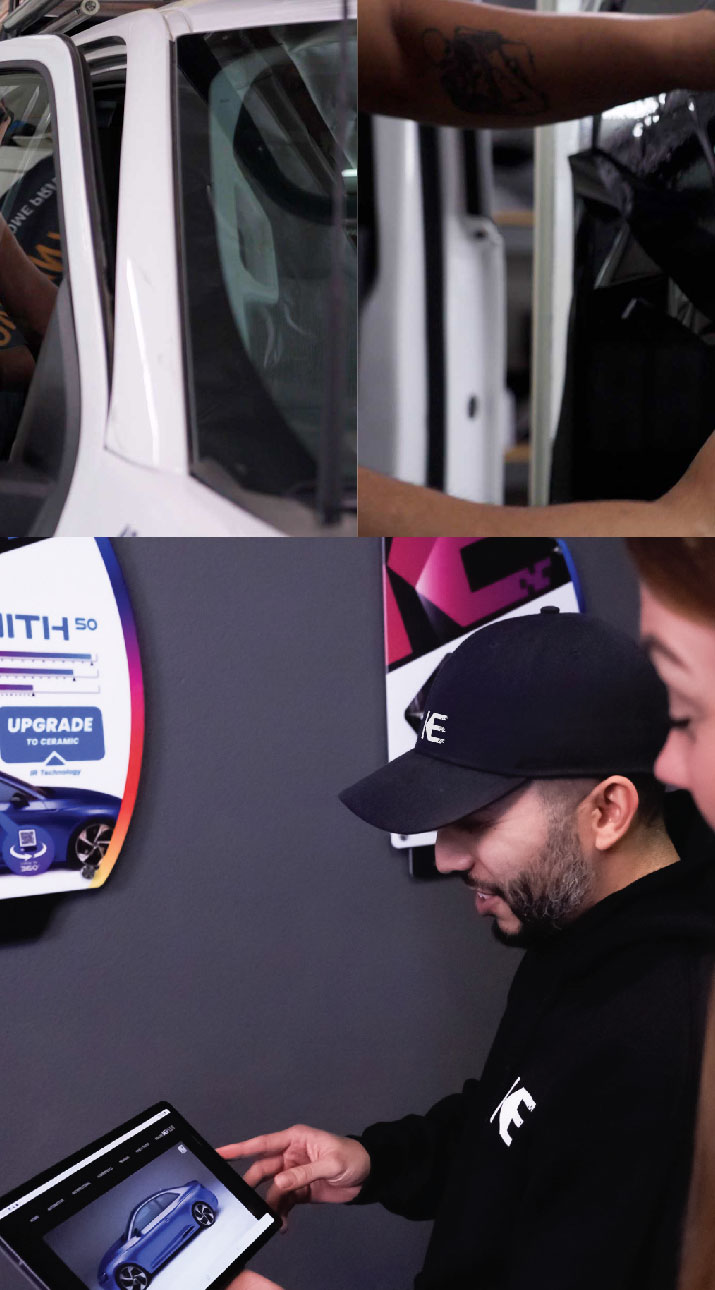 Kepler Dealer Showing Car Window Film Options to Customer in San Jacinto, California