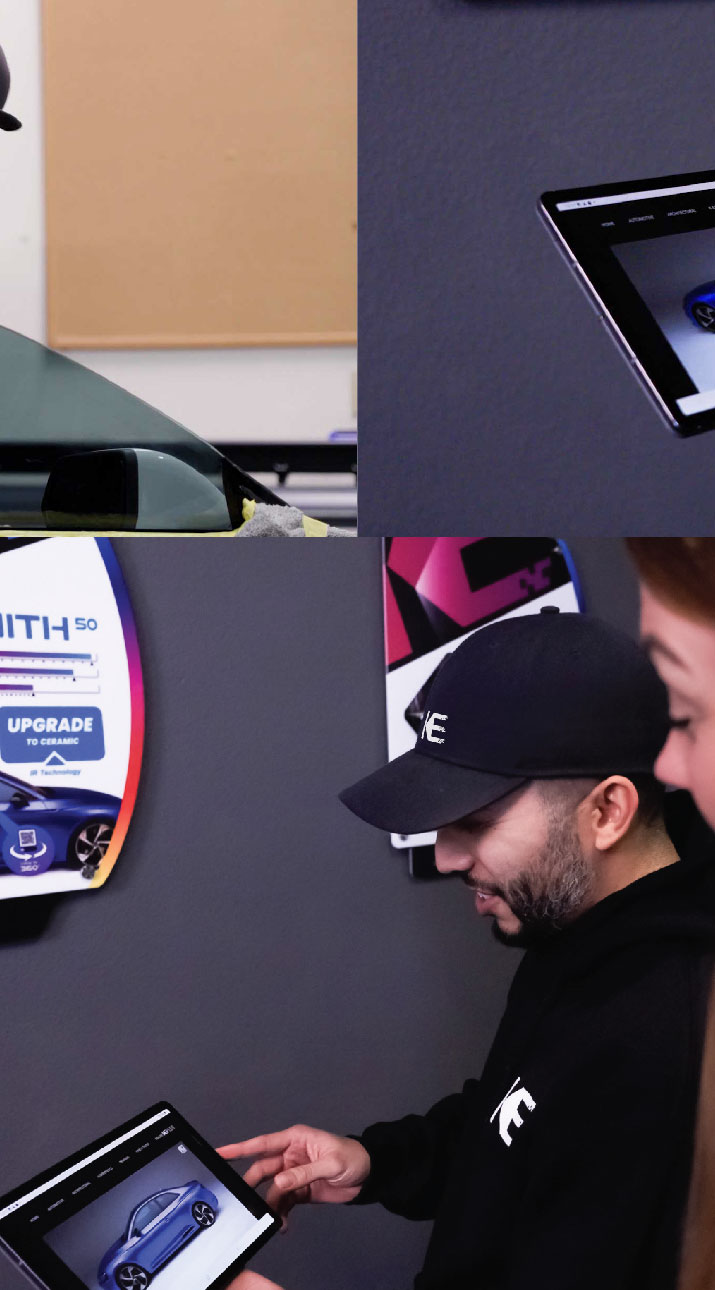 Kepler Dealer Showing Car Window Film Options to Customer in Bend, Oregon