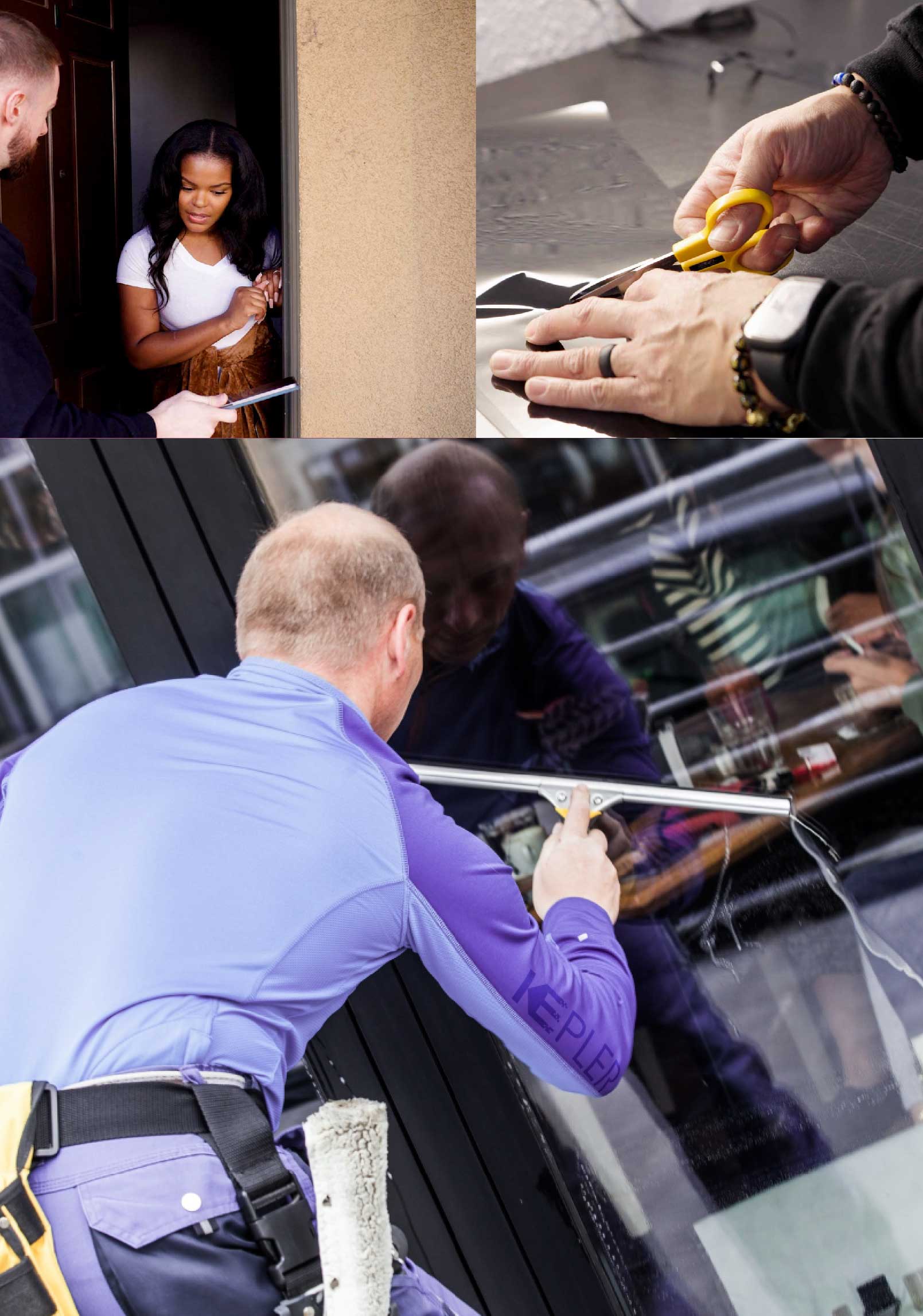 Kepler Skilled Applying Anti-Graffiti Window Film to a Vienna Shop Front