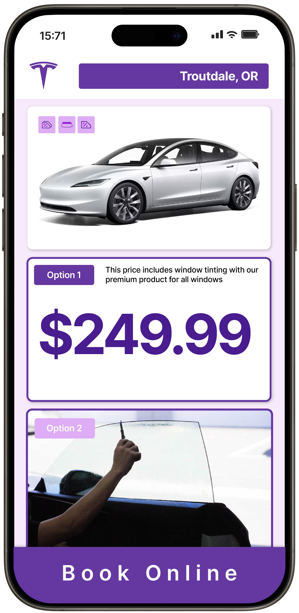 View Affordable Tesla Window Tinting Costs in Beaverton, Oregon