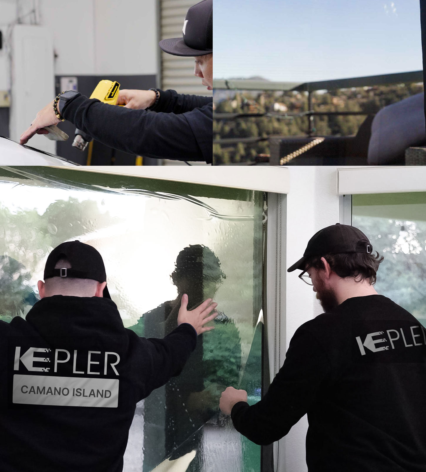 Kepler Technician Fitting High-tech Window Tint to Home in Camano Island