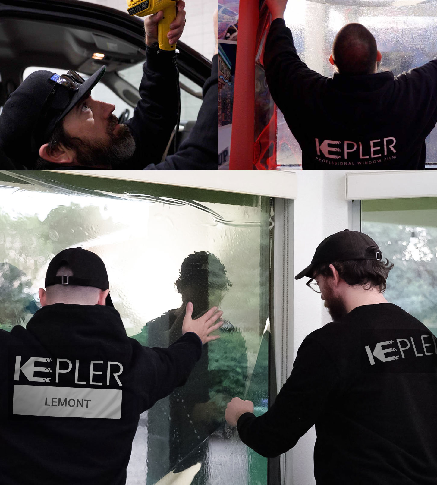 Kepler Technician Applying Advanced Window Tint to Home in Lemont