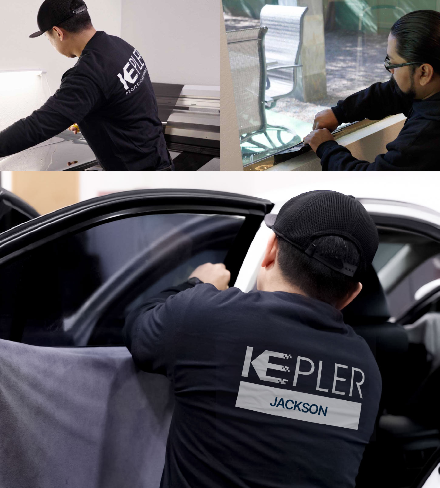 Automotive Window Tinting Expert Applying Film in Jackson, Tennessee
