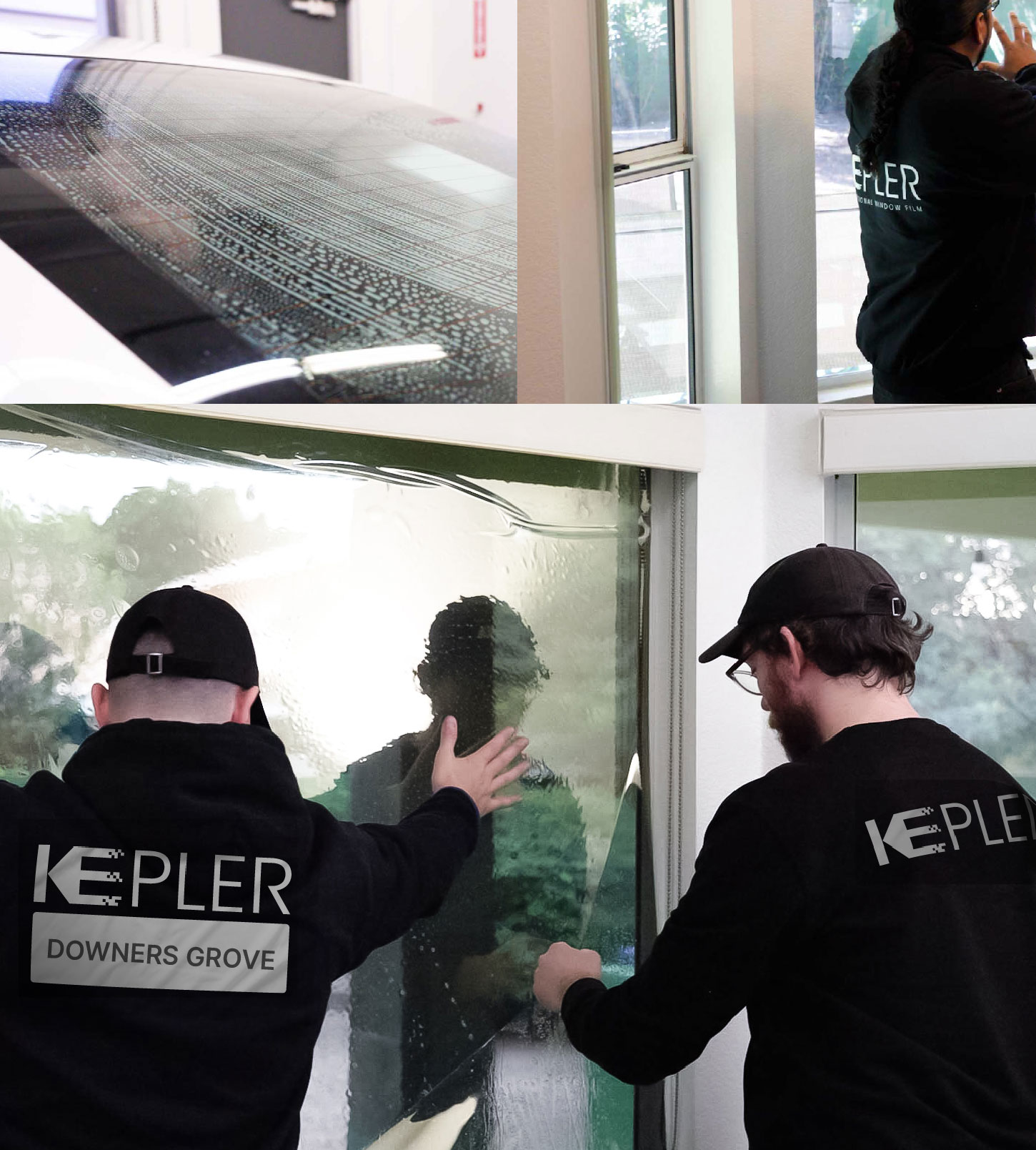 Expert Technician Installing Ceramic Window Tint to Home in Downers Grove