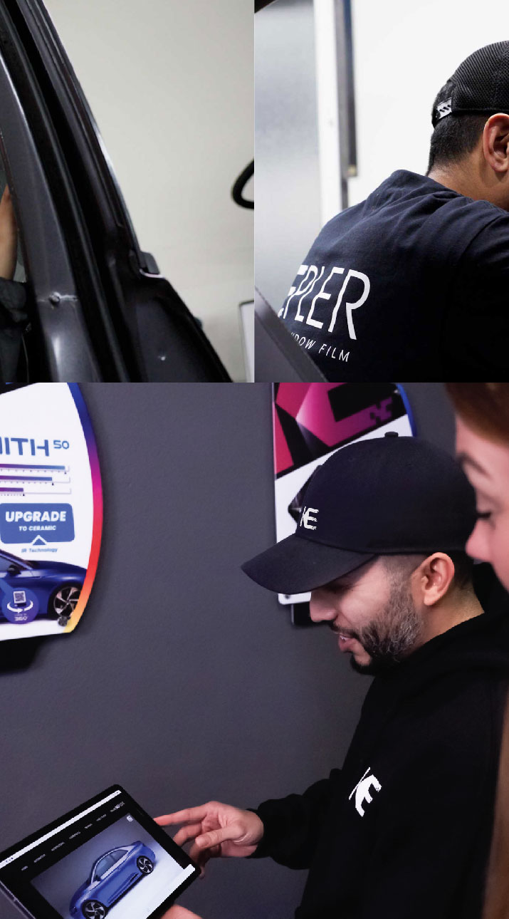 Kepler Dealer Showing Car Window Film Options to Customer in Lynwood, California