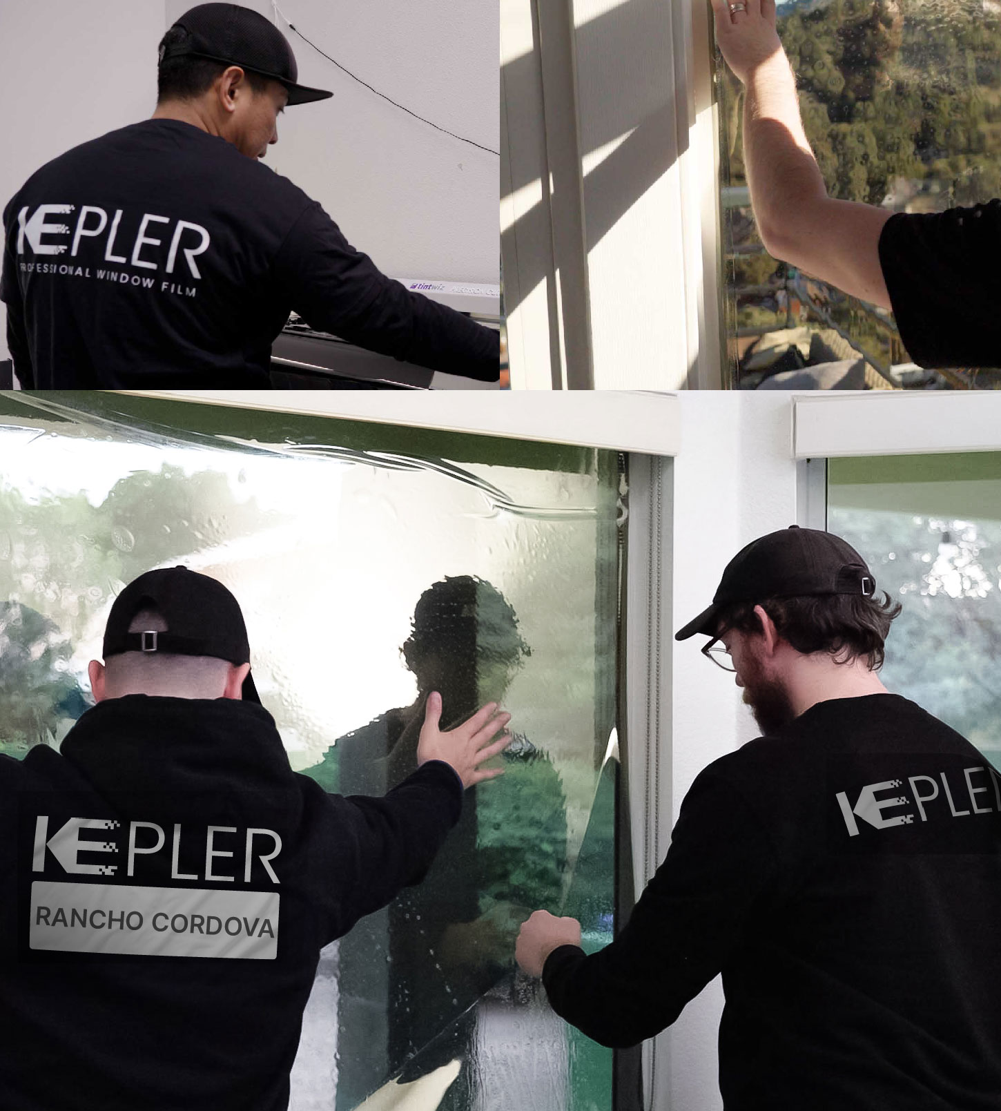 Expert Technician Installing Advanced Window Tint to Home in Rancho Cordova