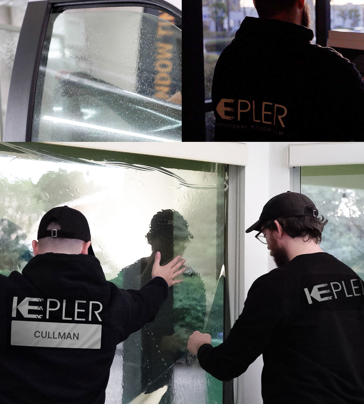Expert Technician Applying High-tech Window Tint to Home in Cullman