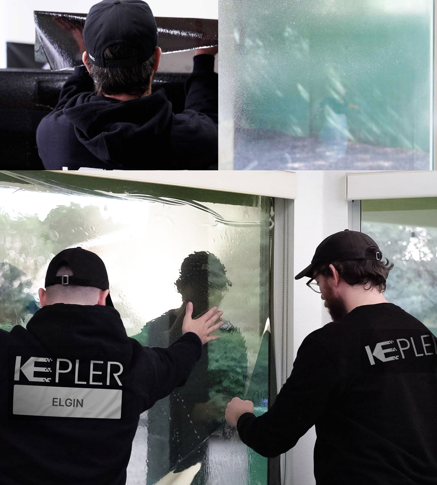 Expert Technician Installing Ceramic Window Tint to Home in Elgin