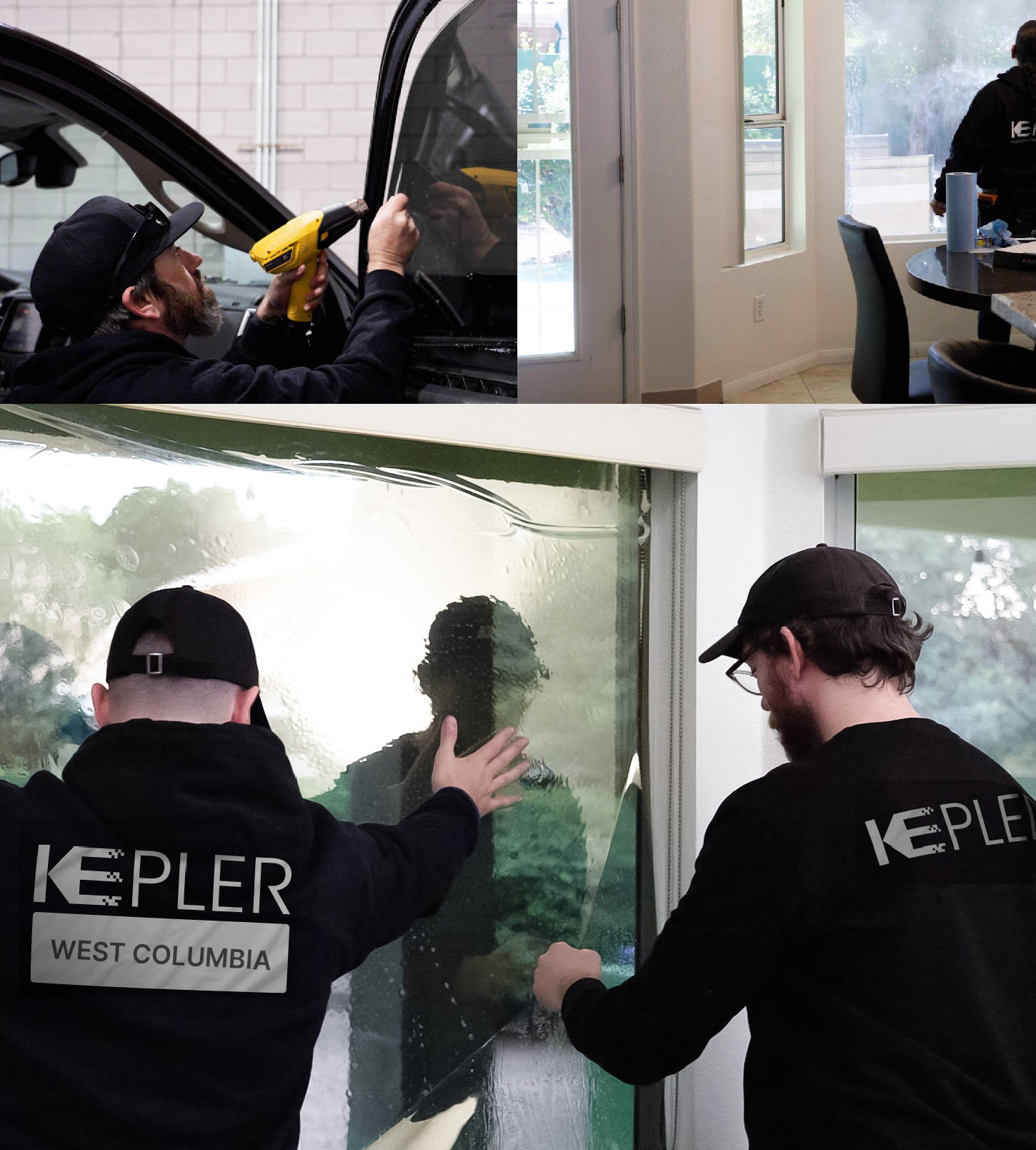 Kepler Technician Installing Ceramic Window Tint to Home in West Columbia