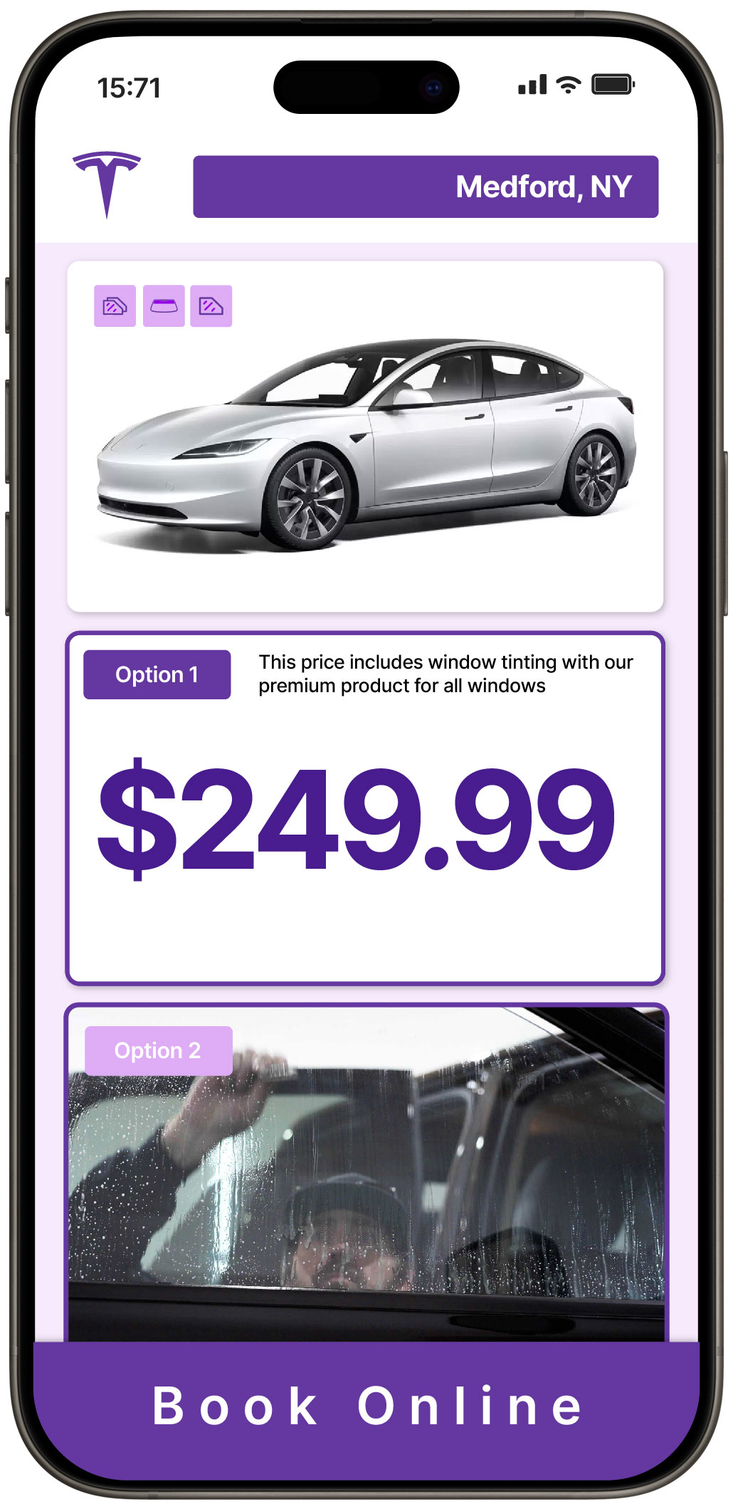View Reasonable Tesla Window Tinting Prices in Medford, New York