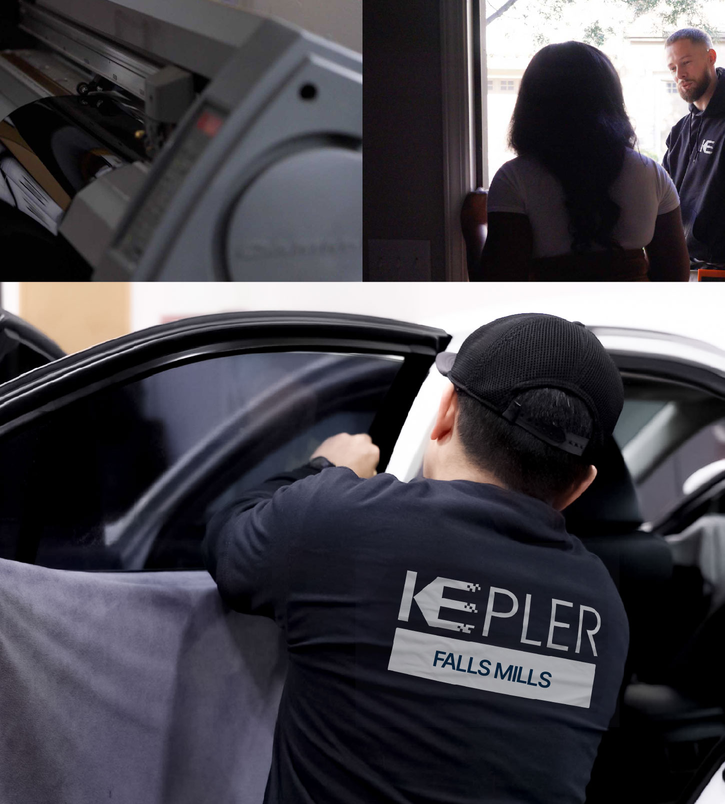 Automotive Window Tinting Expert Applying Film in Falls Mills, Virginia