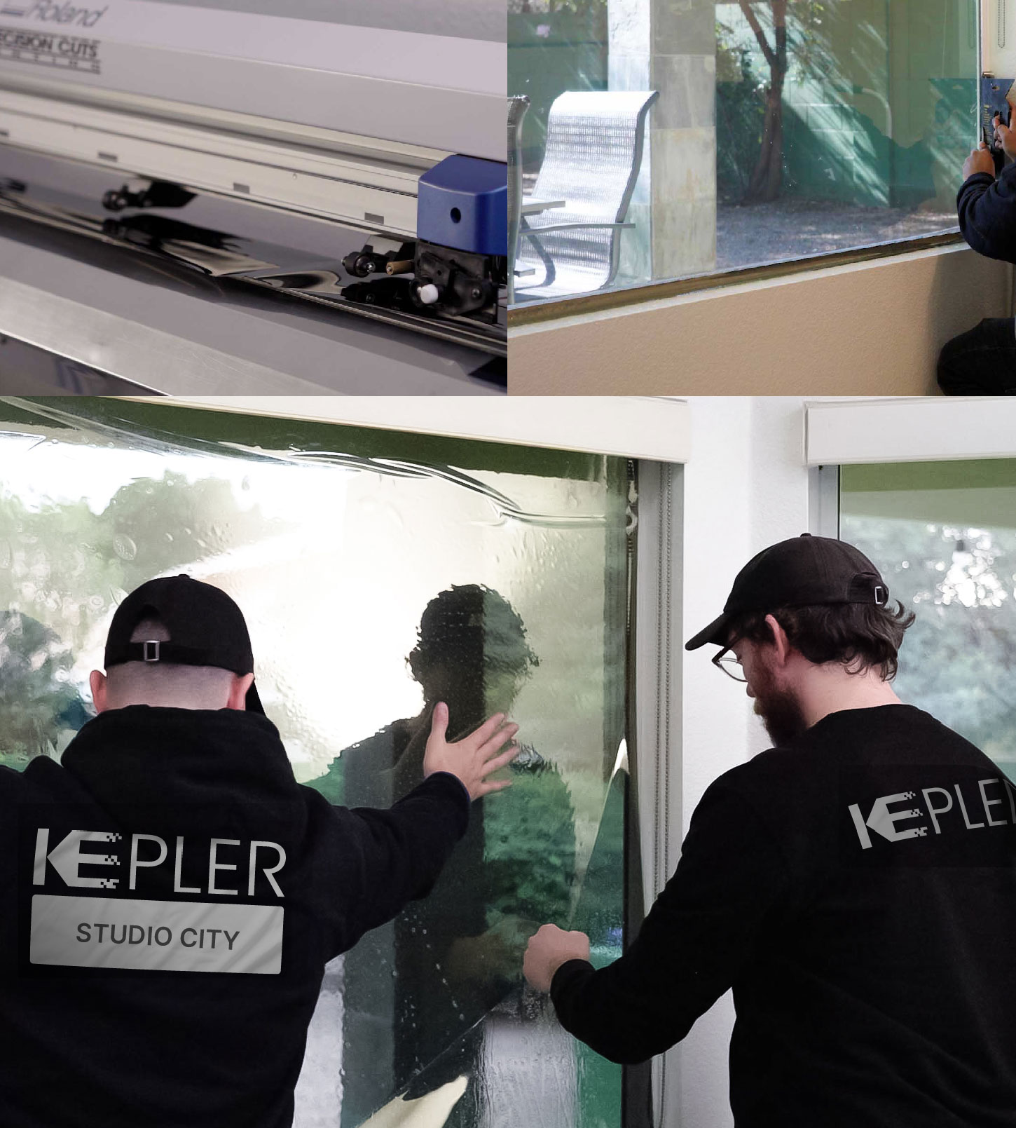 Kepler Technician Applying Ceramic Window Tint to Home in Studio City